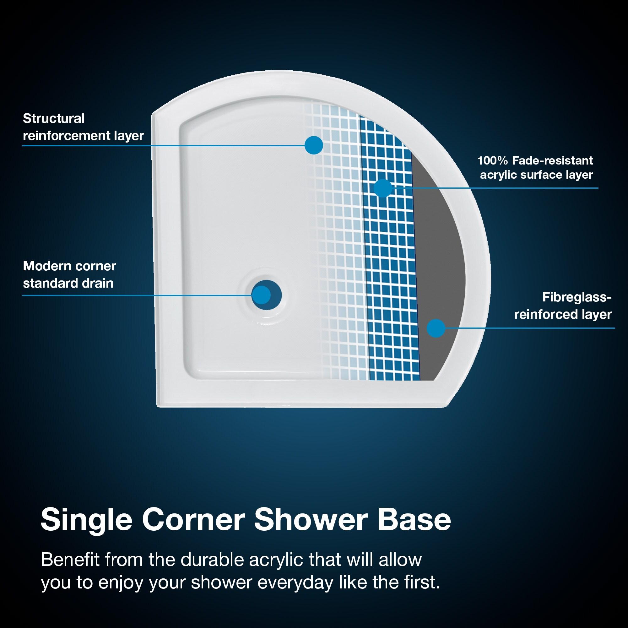 OVE Decors Breeze 44 in. Framed Round Shower Kit w/ Clear Glass, Base, Wall