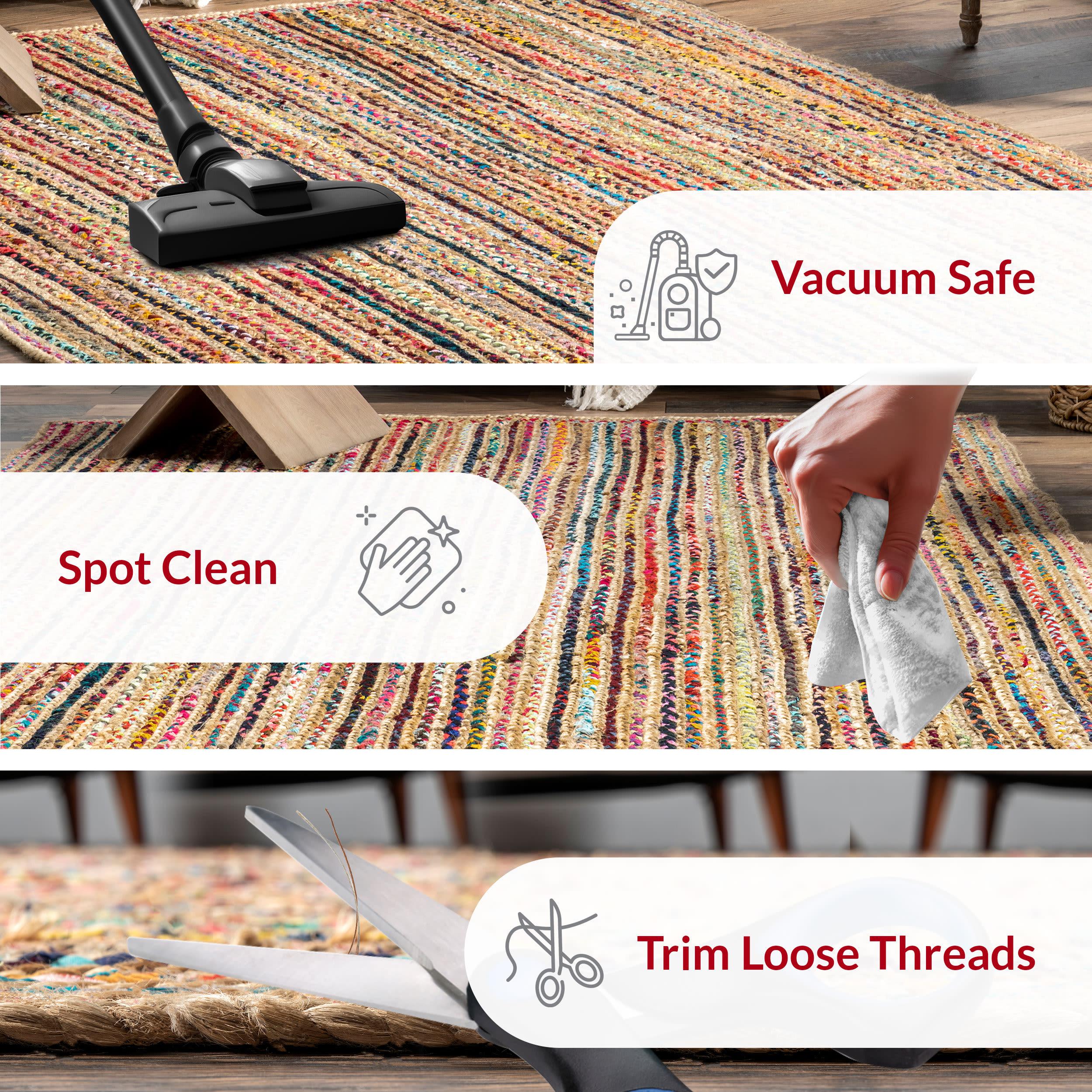 Nuloom Aleen Striped 6x9 Jute Indoor Area Rug for Dining Room Rug Neutral Rug Living Room Rug Kitchen, Multicolor