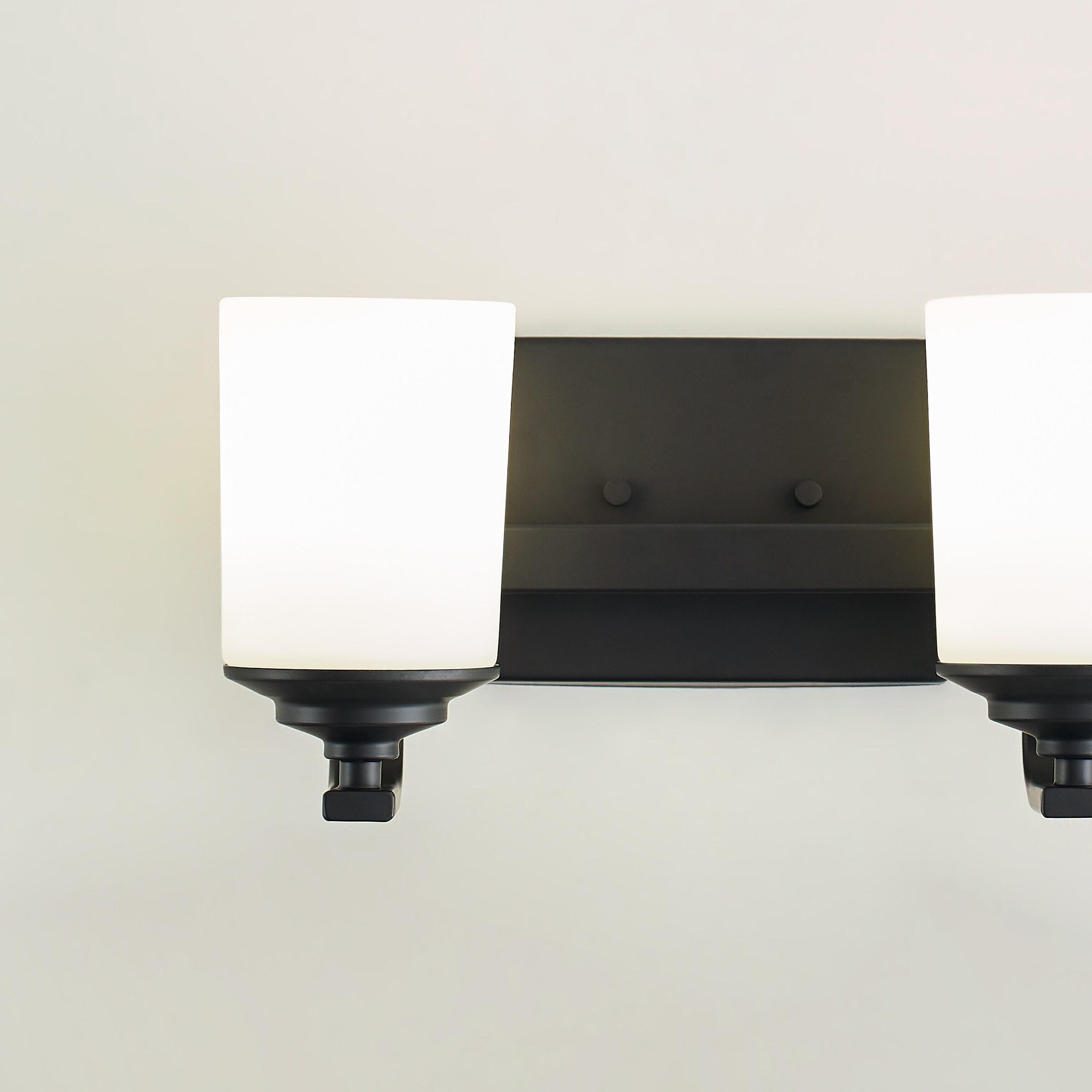 Midnight Black 2-Light Vanity Wall Sconce with Etched White Glass