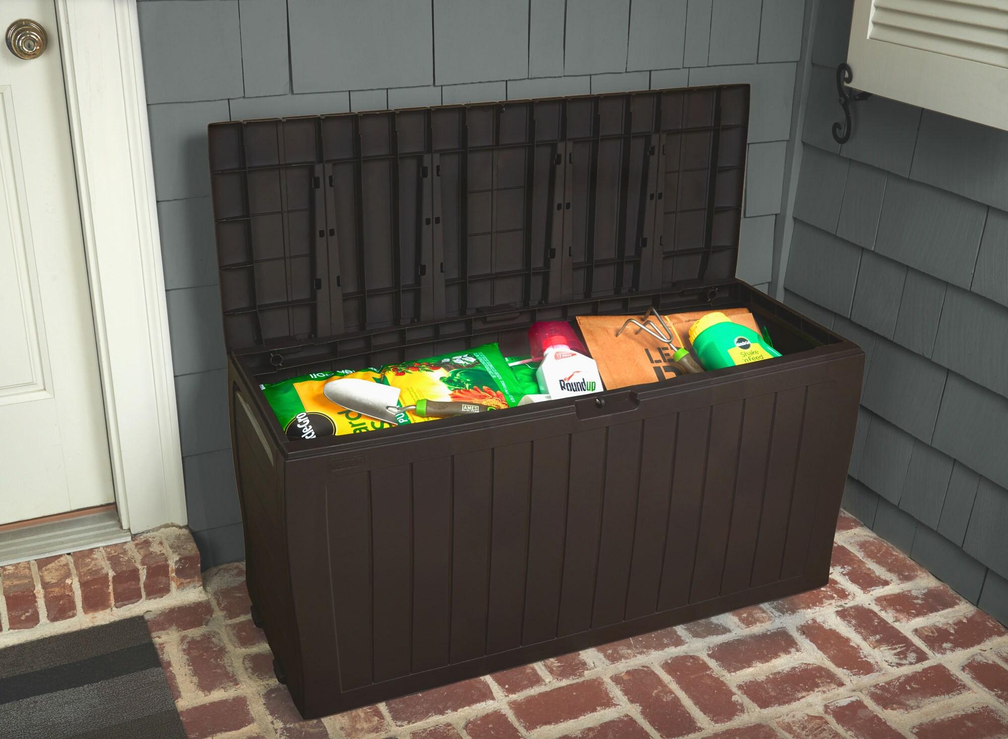 NATIONAL WINDOW 71 Gallon Resin Outdoor Storage Box For Patio Storage Mats, Throw Pillows, Garden Tools And Pool Floats