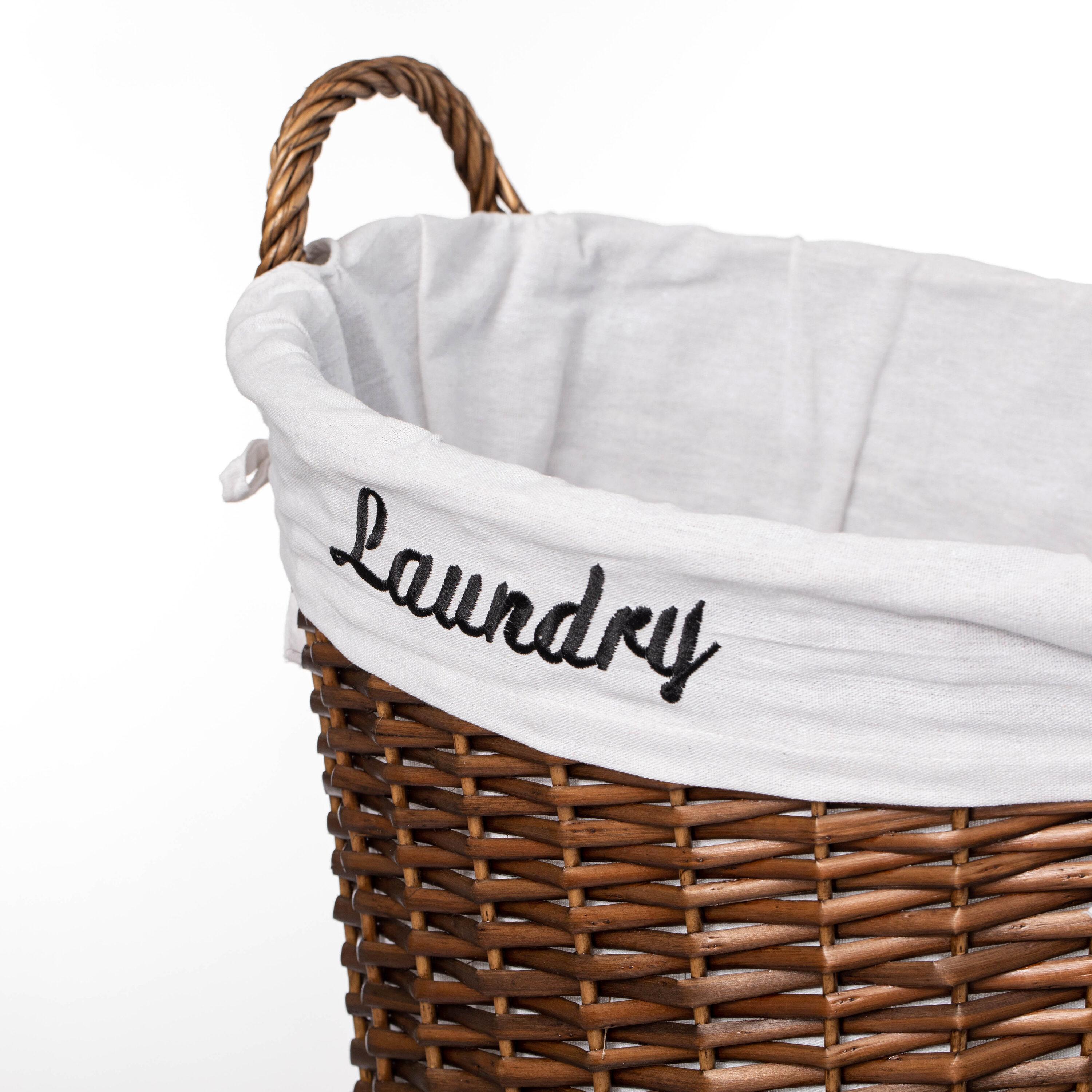 Wickerwise Handwoven Laundry Basket with Liner & Handles - Boho Decorative Storage Hamper for Clothes Blankets Pillows and Towels, Brown