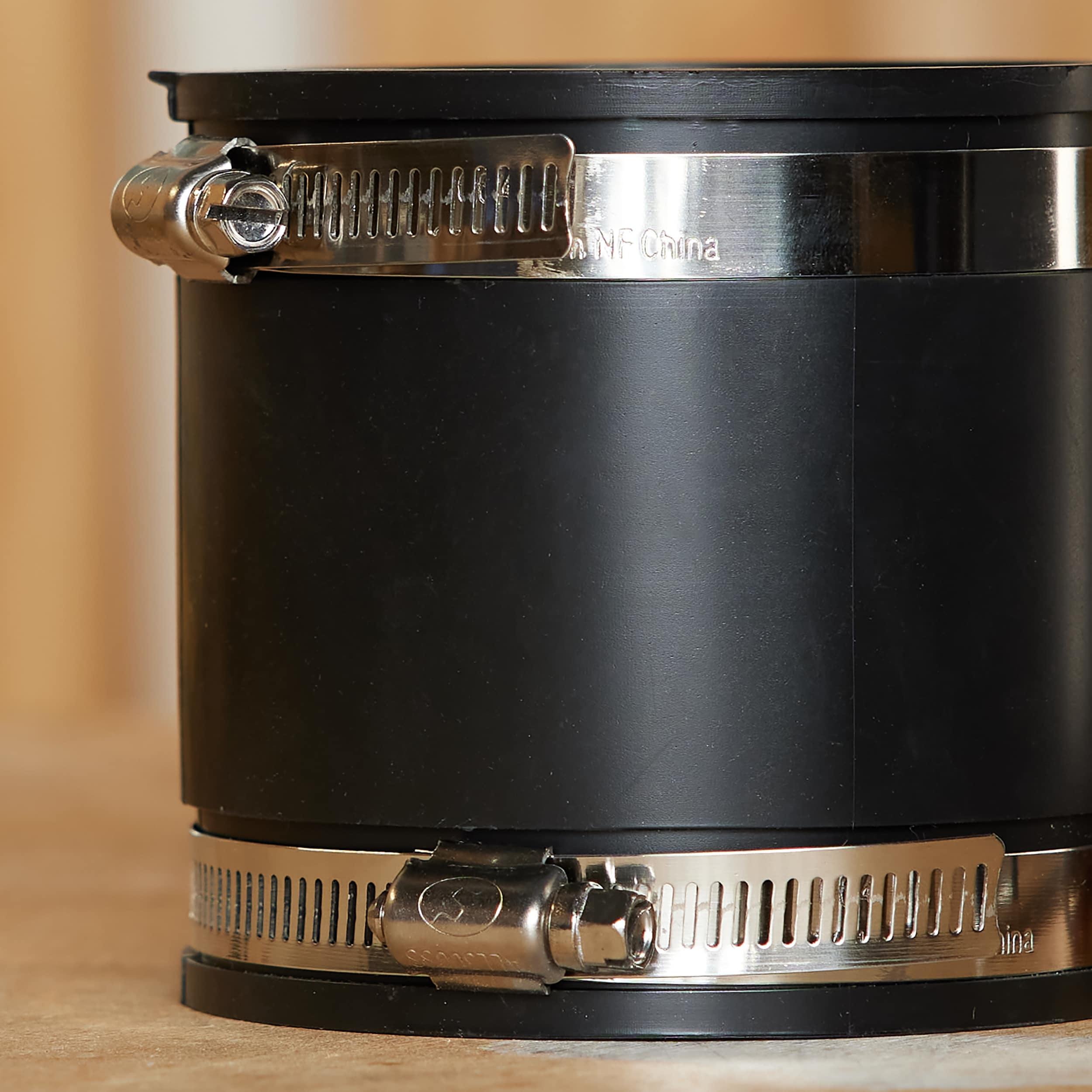 Fernco 3-Inch Black PVC Flexible Coupling with Stainless Steel Clamps