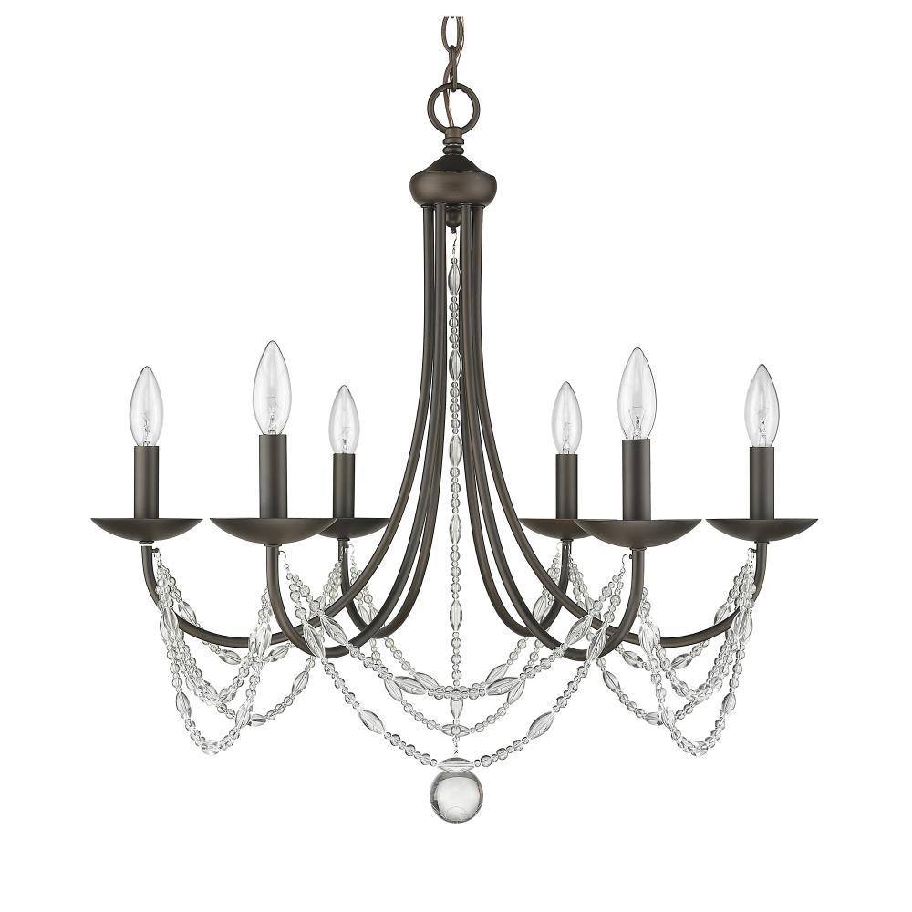 Golden Lighting Mirabella 6-Light Chandelier in Rubbed Bronze