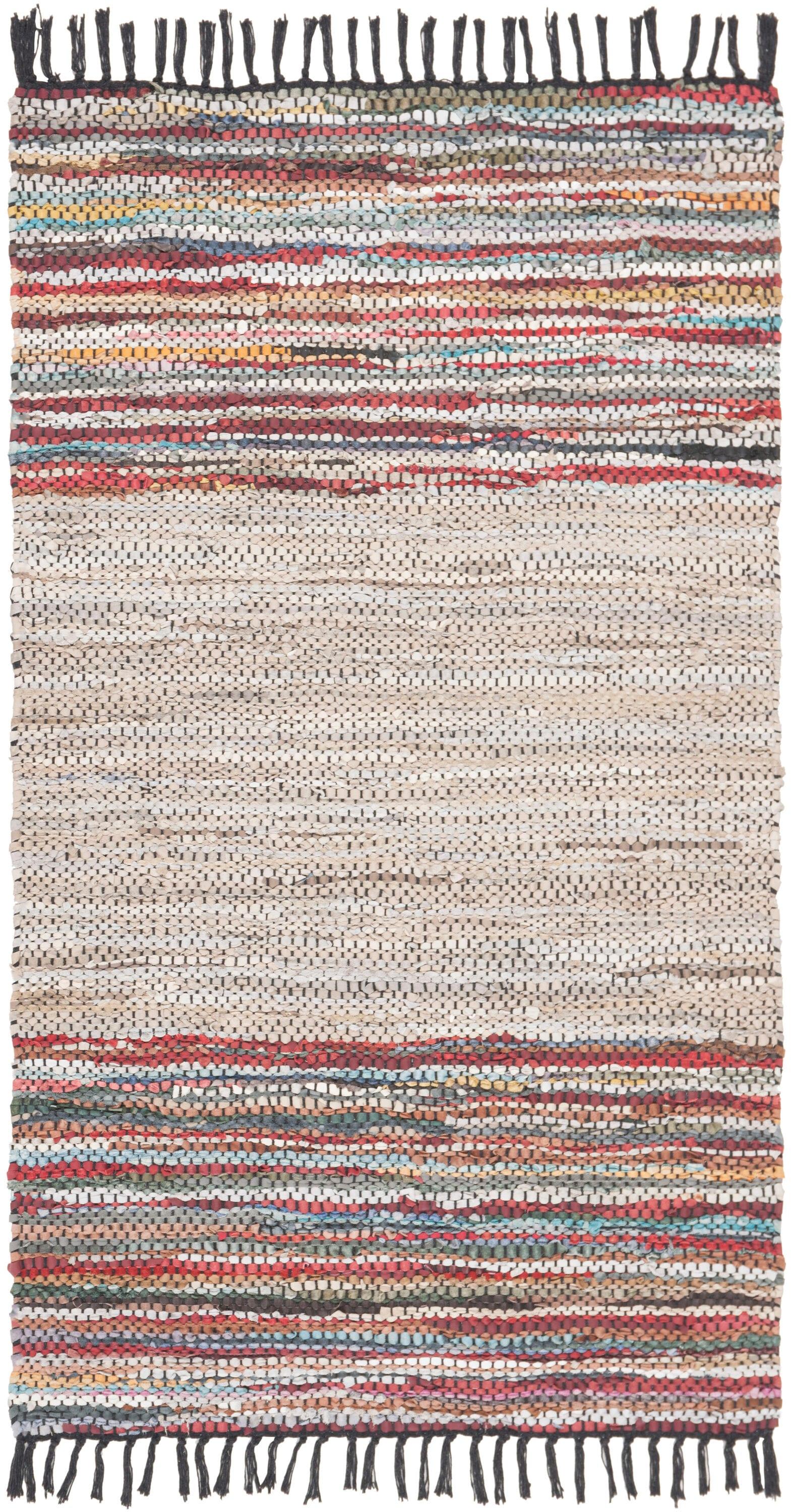 Vintage Leather VTL202 Hand Woven Indoor Accent Rug - Beige/Multi - 2'3"x4' - Safavieh