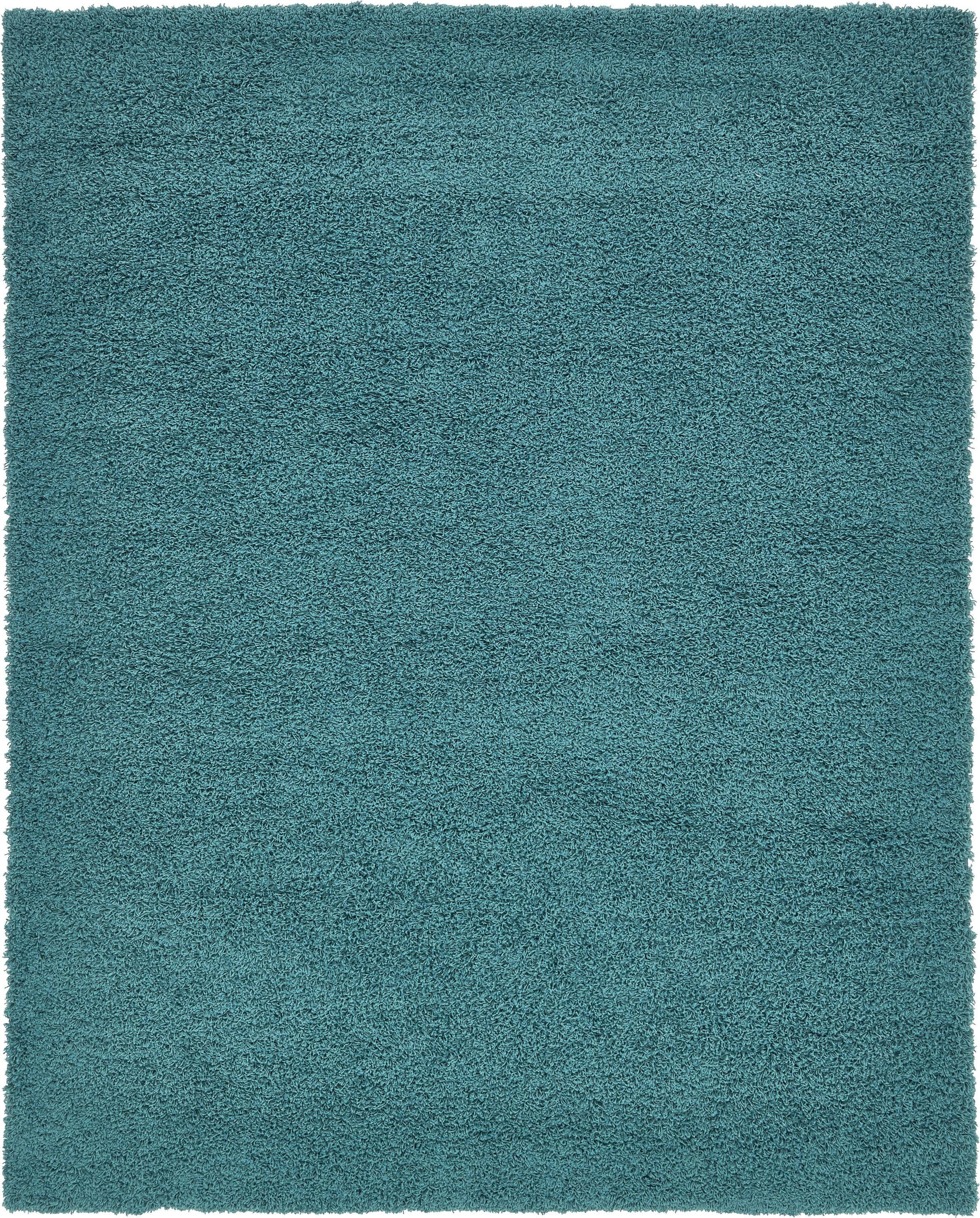 Unique Loom 8' 0 x 10' 0 Solid Shag Deep Aqua Blue Area Rug