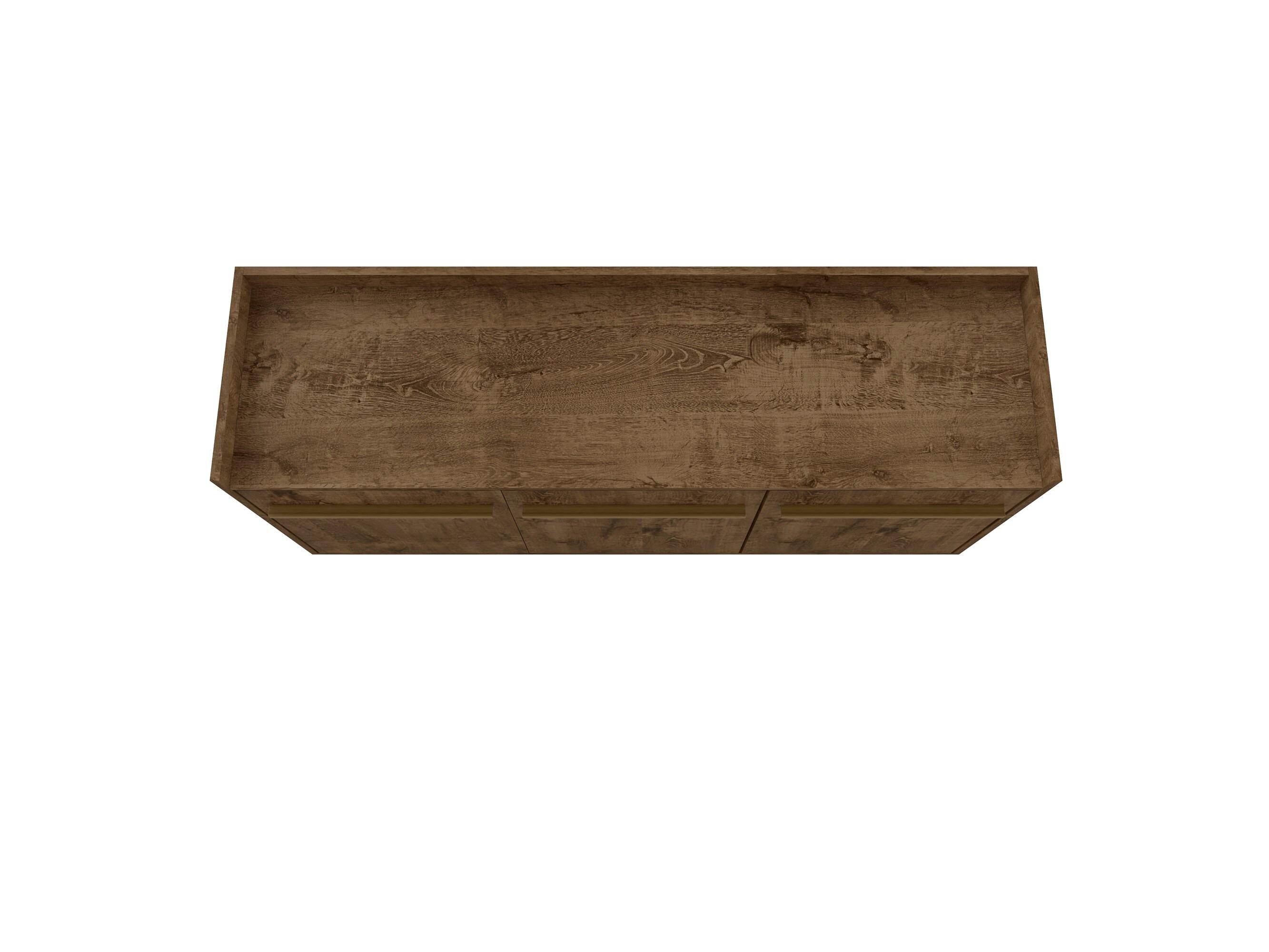 53.54" Bradley Buffet Stand Rustic Brown - Manhattan Comfort: Mid-Century Modern Sideboard, Fixed Shelves
