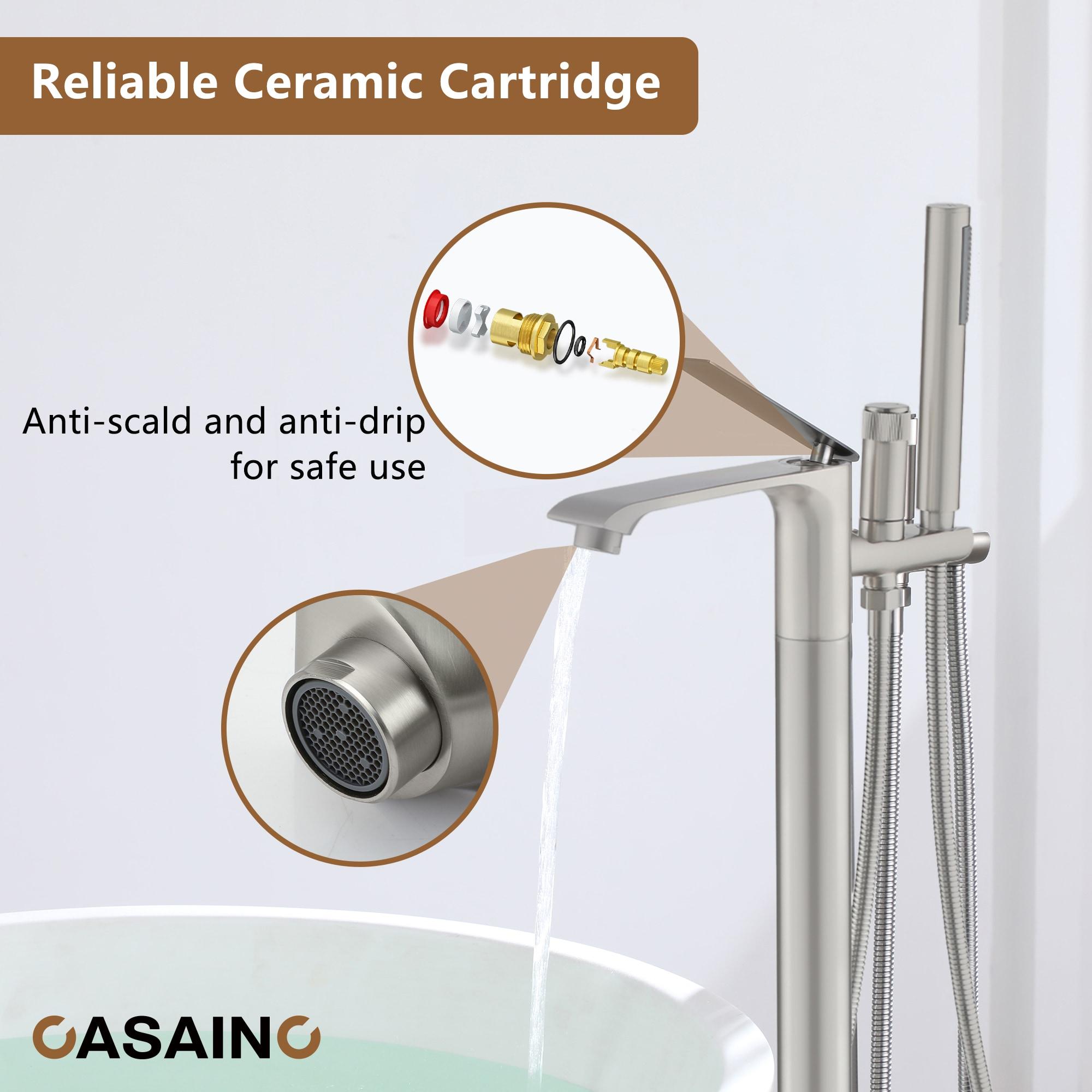 CASAINC KCLT0054-BN Single Handle Freestanding Bathtub Faucet with Diverter and Handshower