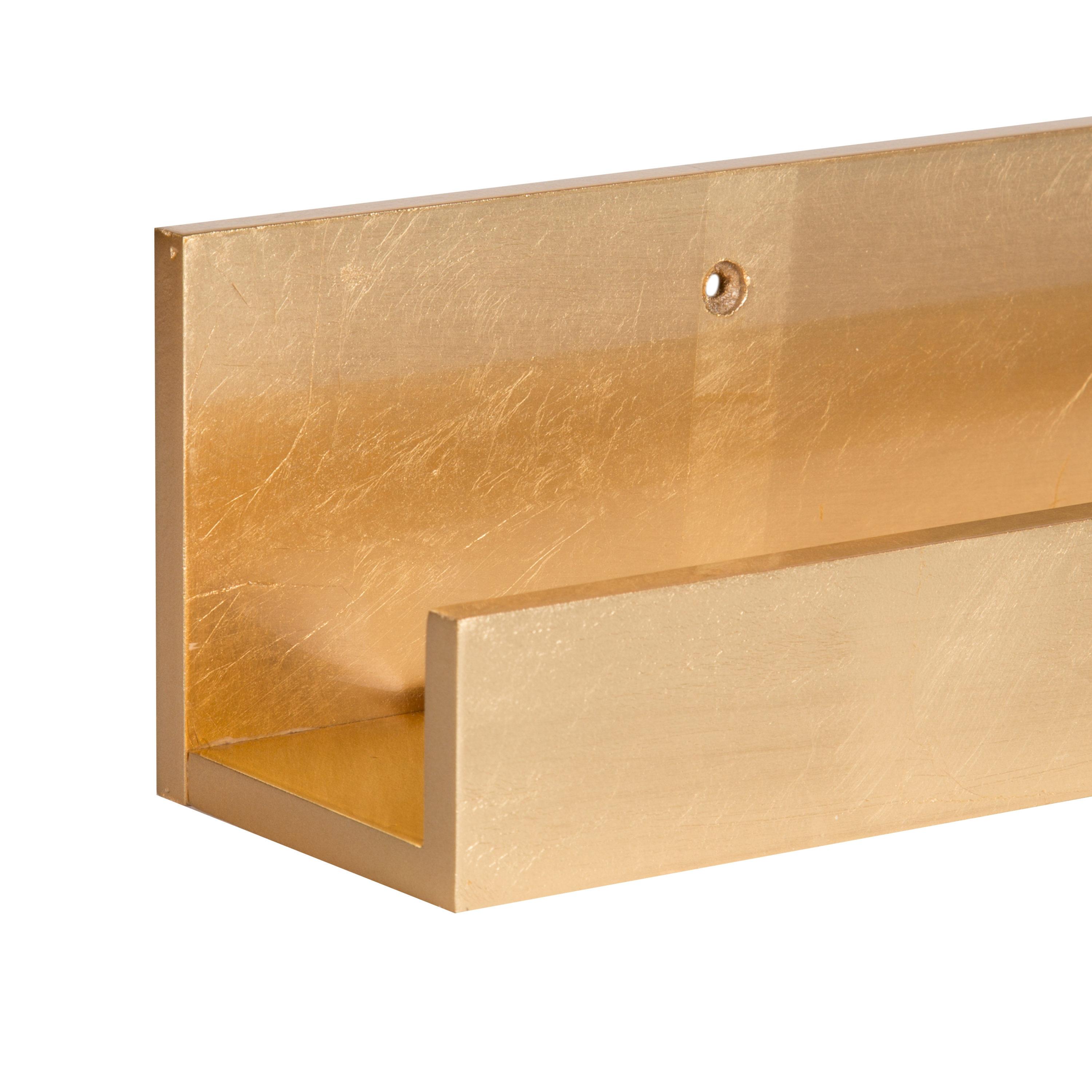 Kate and Laurel Rectangle Floating Shelves, 25.21" x 5.91", Gold