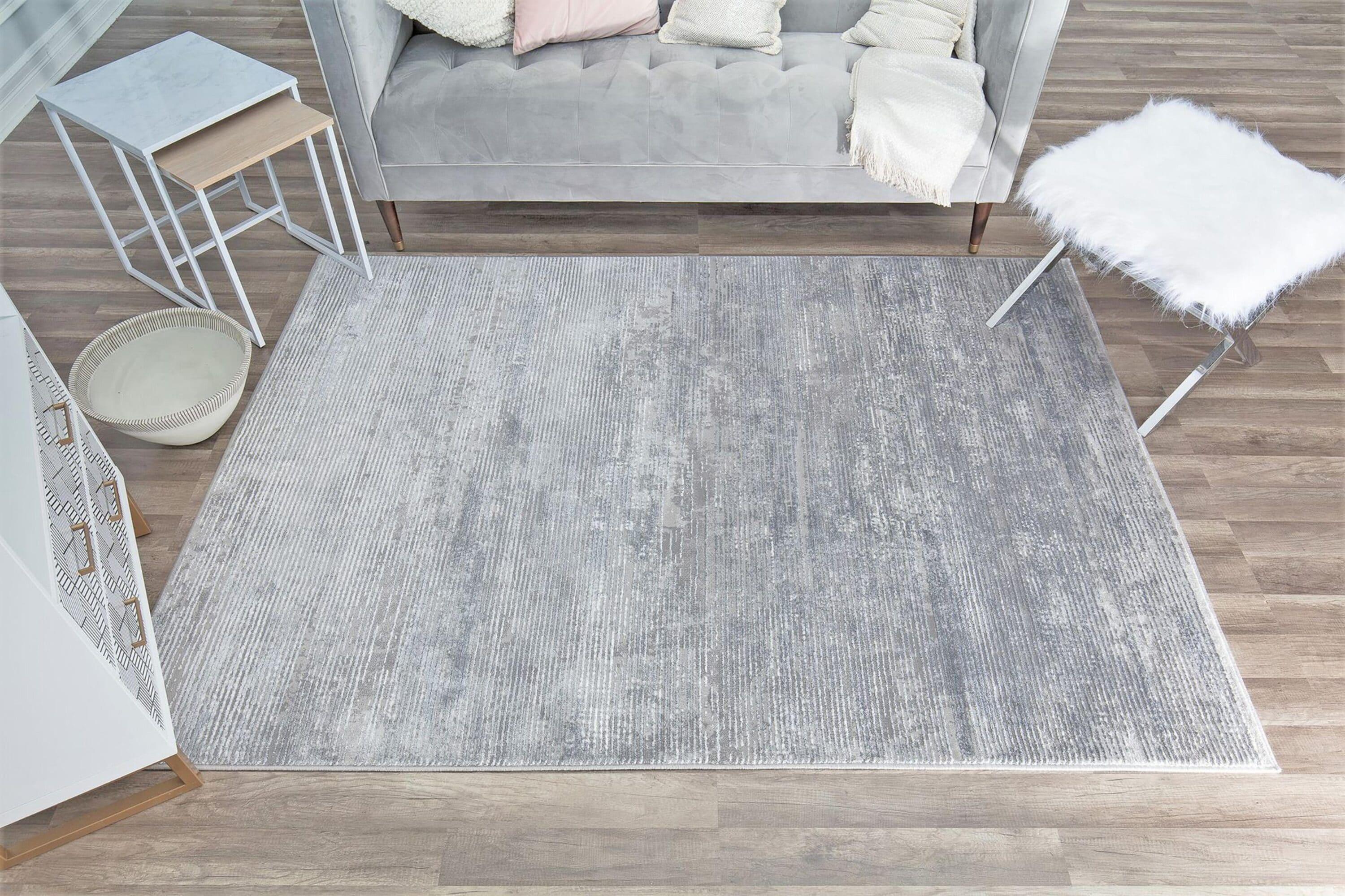 Rugs America Emali EA55A Grey Mist Vintage Farmhouse Gray Area Rug for Dining Room Rug Neutral Rug Living Room Rug Kitchen, 5'x7'