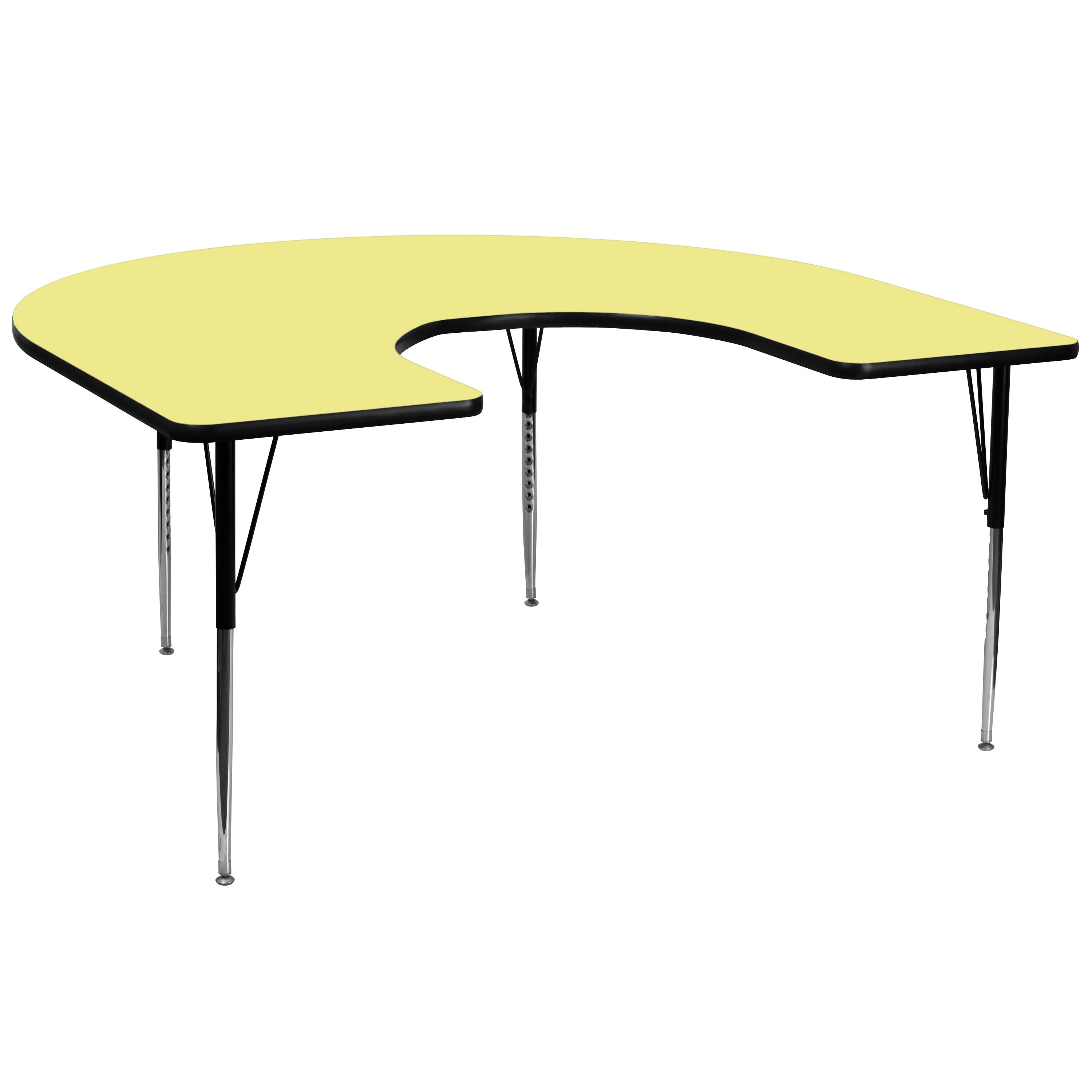 Goddard 60''W x 66''L Horseshoe Thermal Laminate Activity Table - Adjustable Short Legs