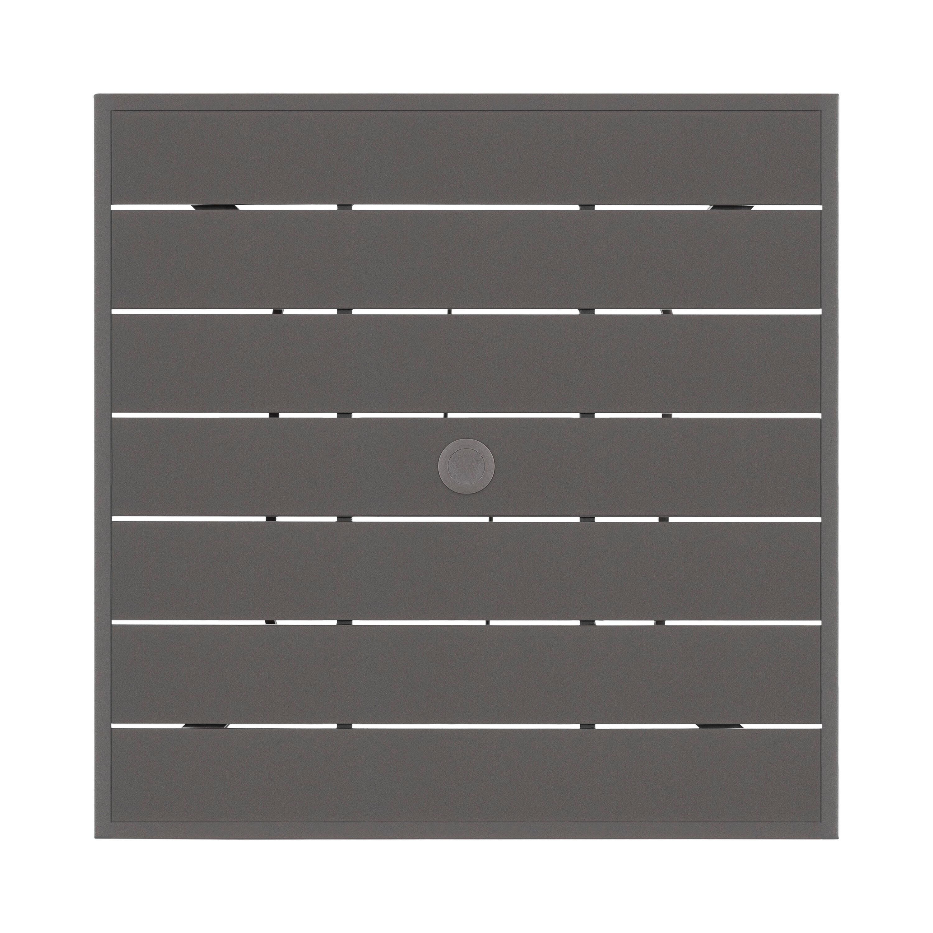 Nuu Garden 37" Outdoor Patio Table, 4 Person Steel Slat Square Dining Table with 1.57" Umbrella Hole, Slatted Top and Powder Coated Iron Frame, Gray