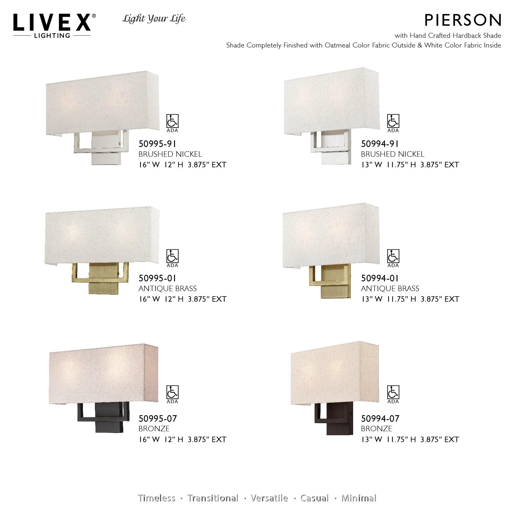 Livex Lighting Pierson 2 - Light Wall Light in  Brushed Nickel