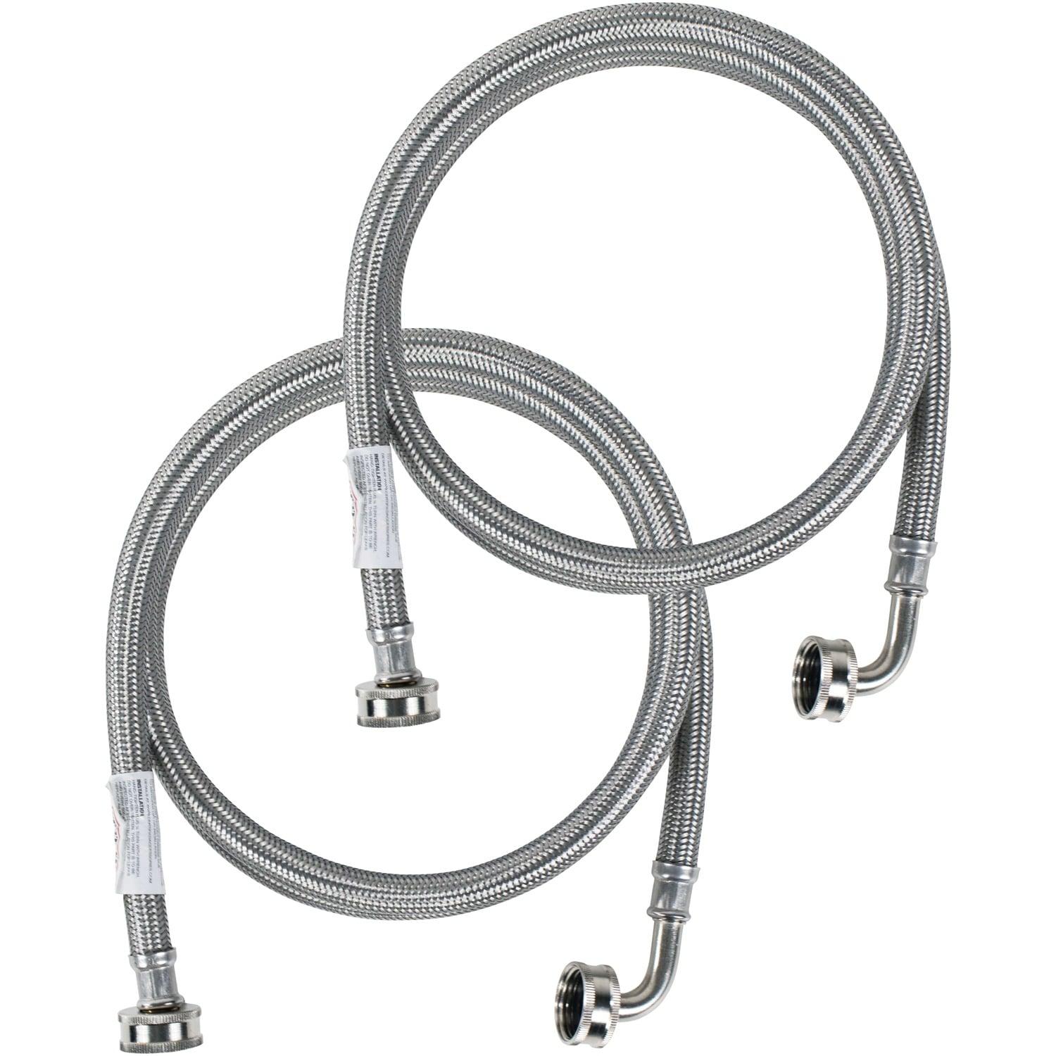 4-Foot Stainless Steel Braided Washing Machine Hoses with Elbow