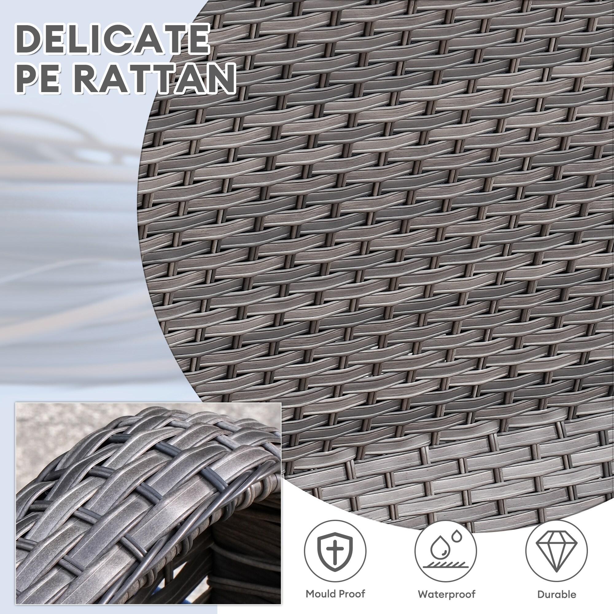 Ovios 5 Pieces Outdoor Patio Furniture Set Wicker Rattan Outdoor Conversation Comfortable Sectional Sofa with Steel Frame, Grey