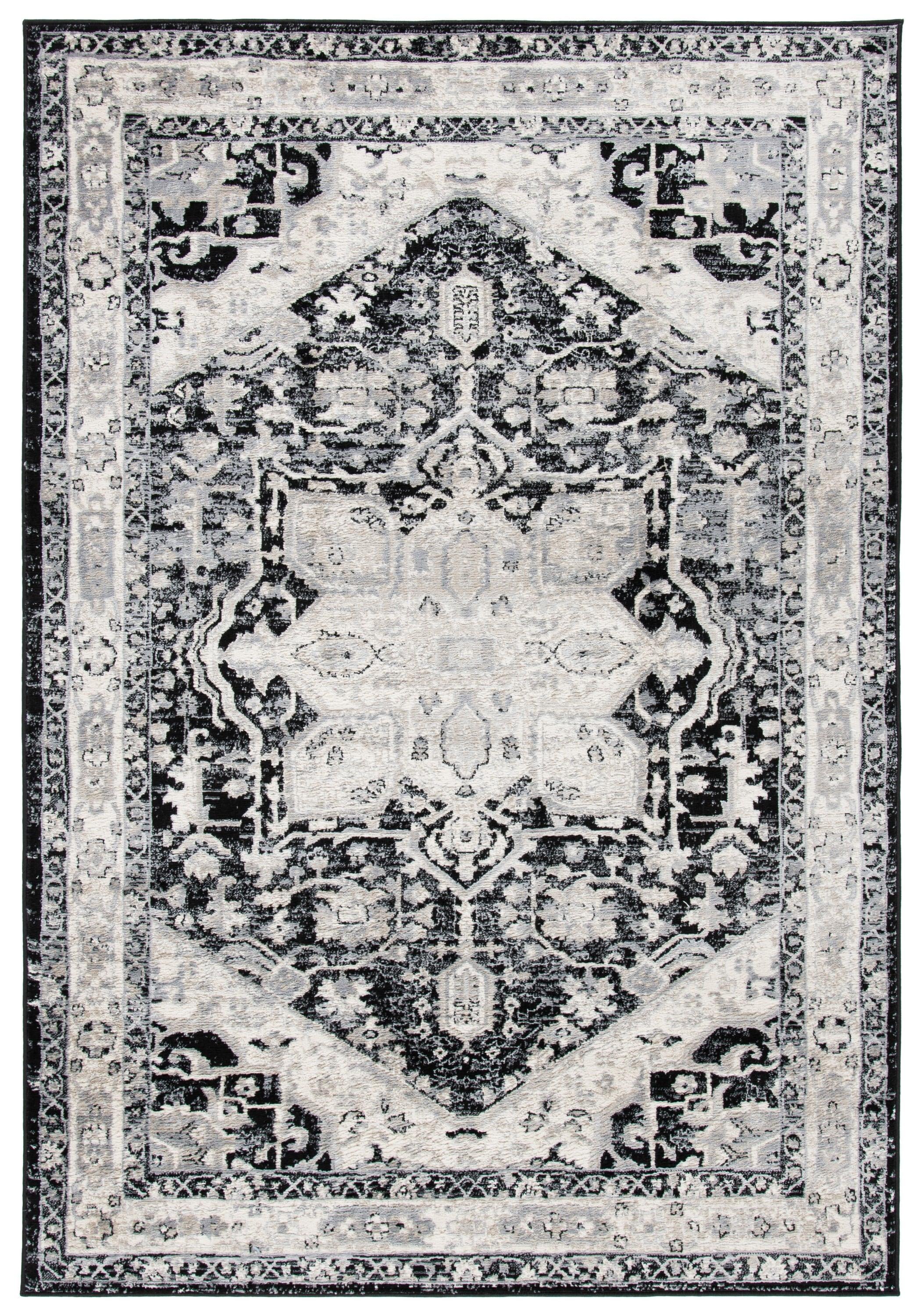 Brentwood BNT852 Power Loomed Indoor Area Rug - Black/Ivory - 8'x10' - Safavieh