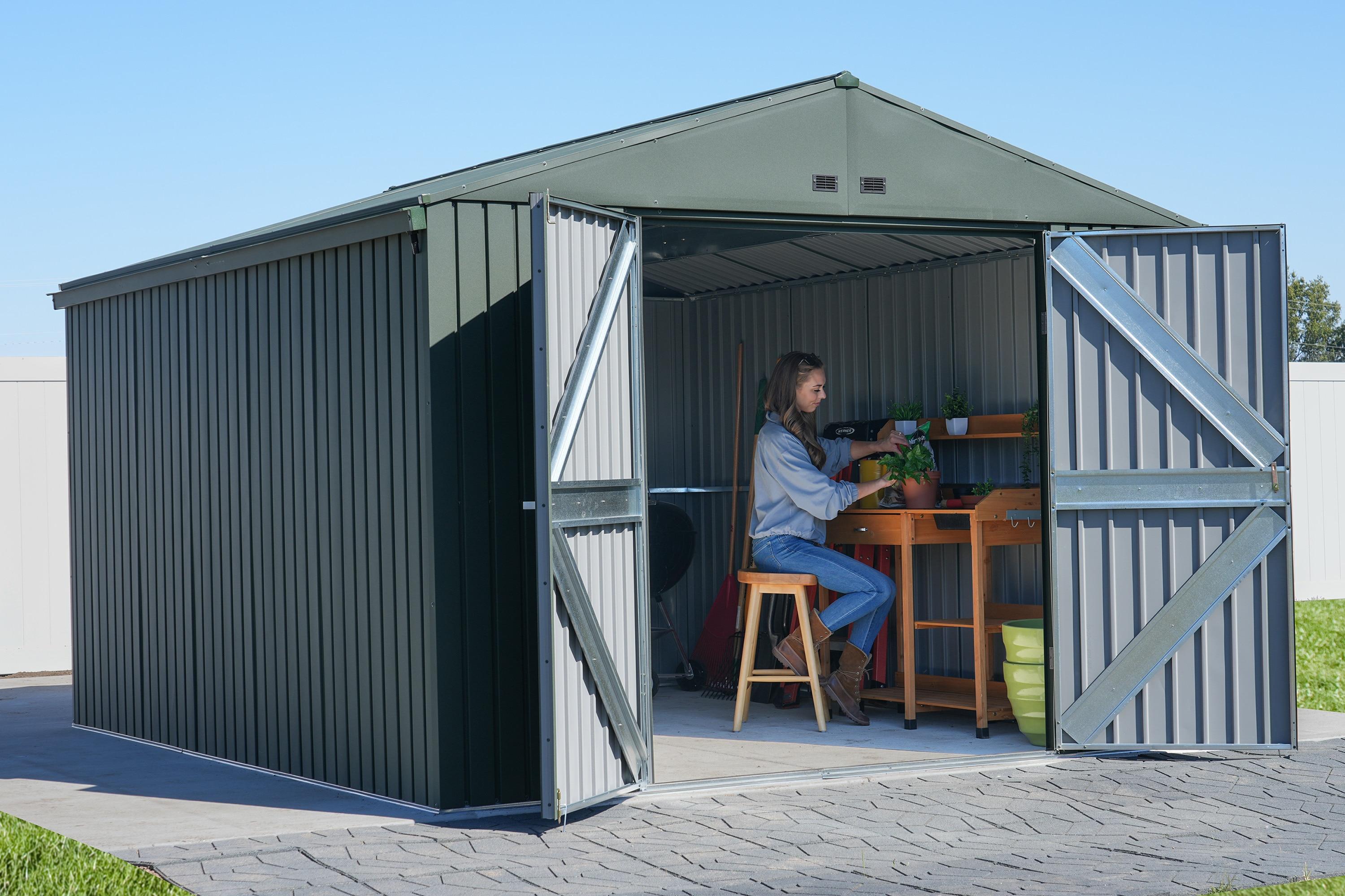Arrow Scotts Lawn Care Storage Shed, 10x12, Green