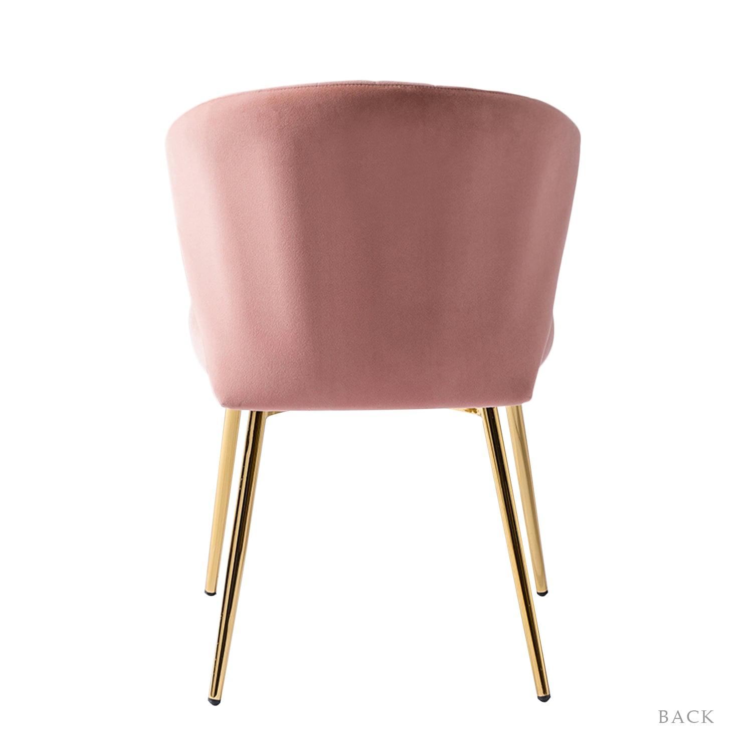 Wingback Pink Dining Chair Small Velvet Makeup Vanity Chair Metal Legs Home Bedroom