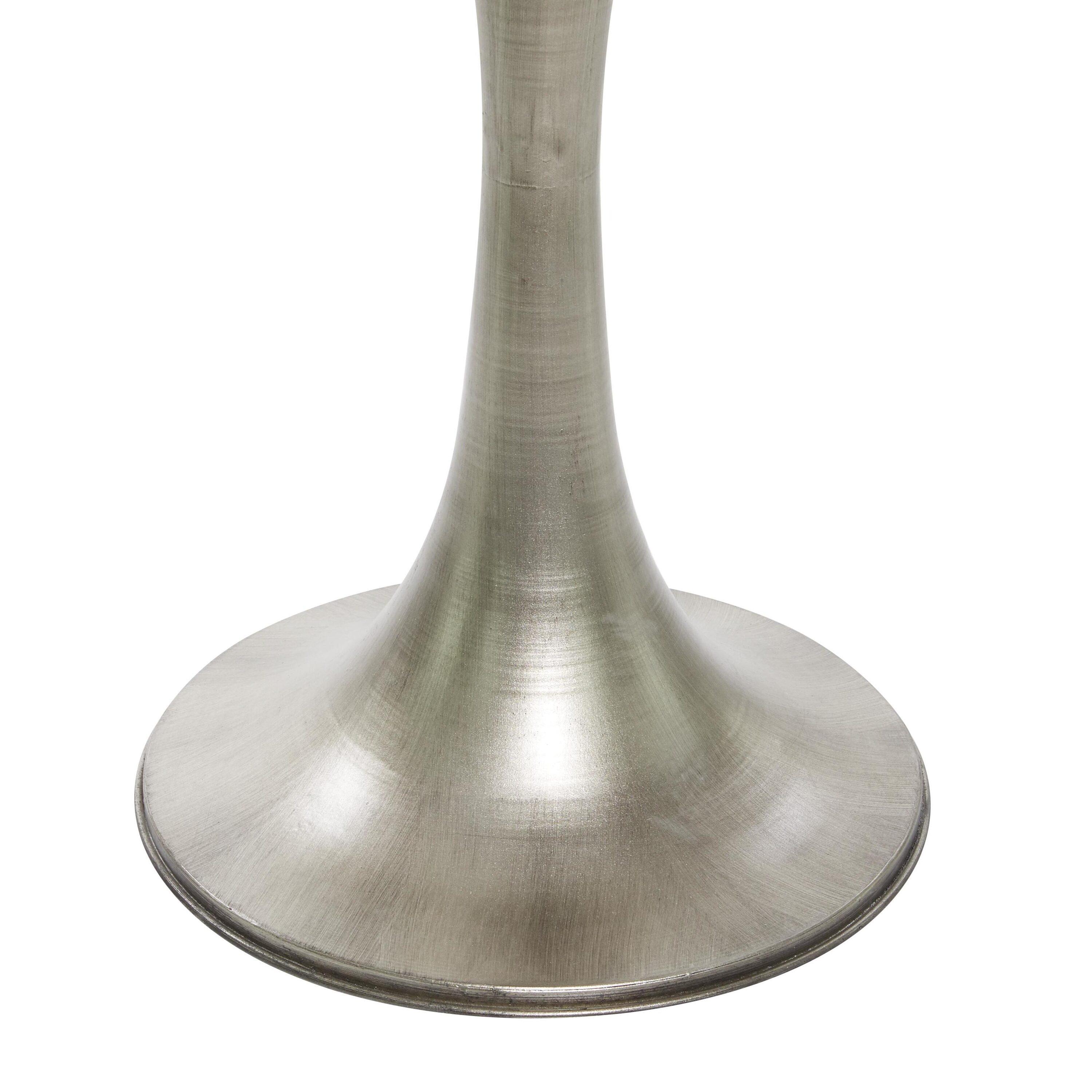 Industrial Marble Accent Table Silver - Olivia & May: Pedestal, No Assembly Required