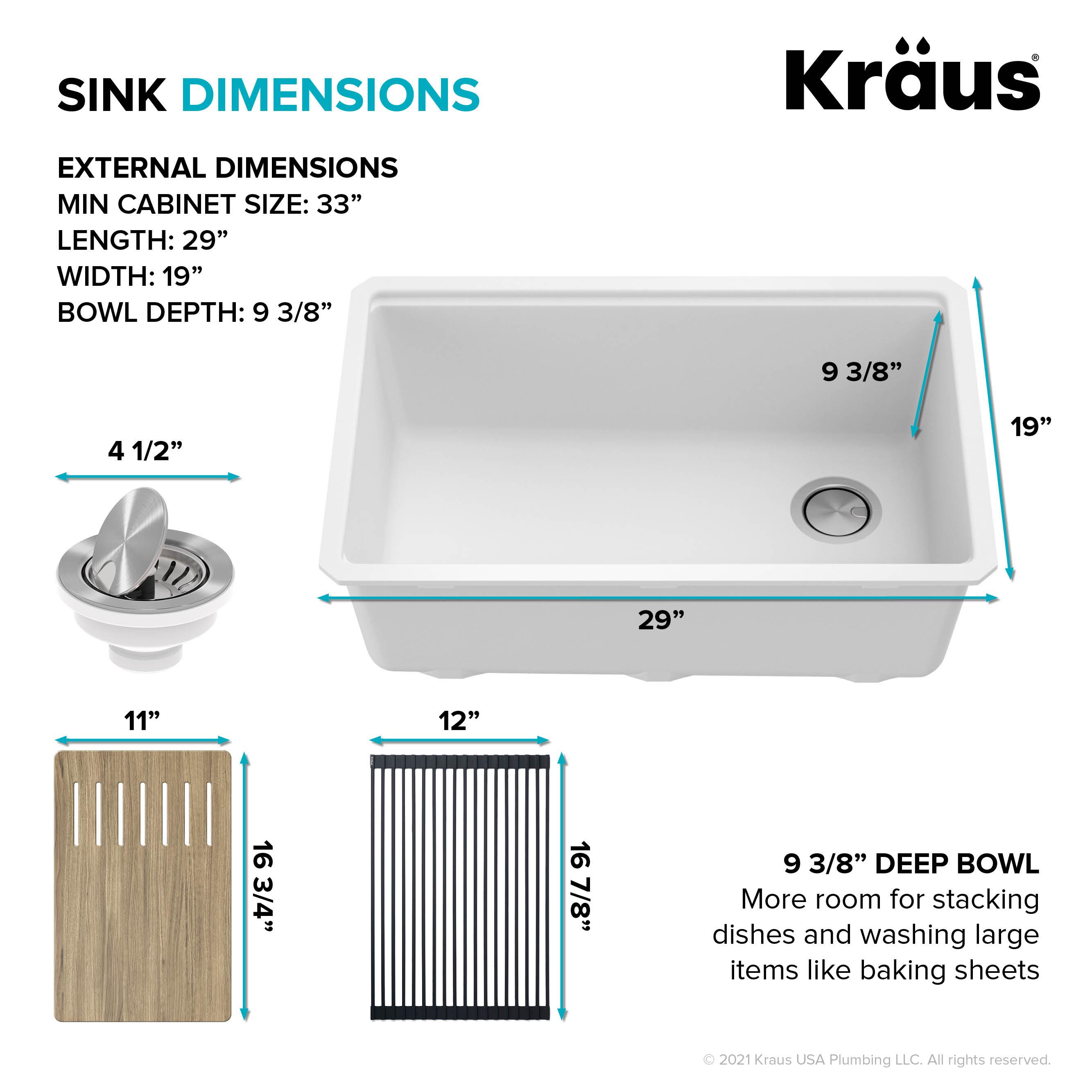 30 in. KRAUS Bellucci Workstation Undermount Granite Composite Single Bowl Kitchen Sink in White with Accessories