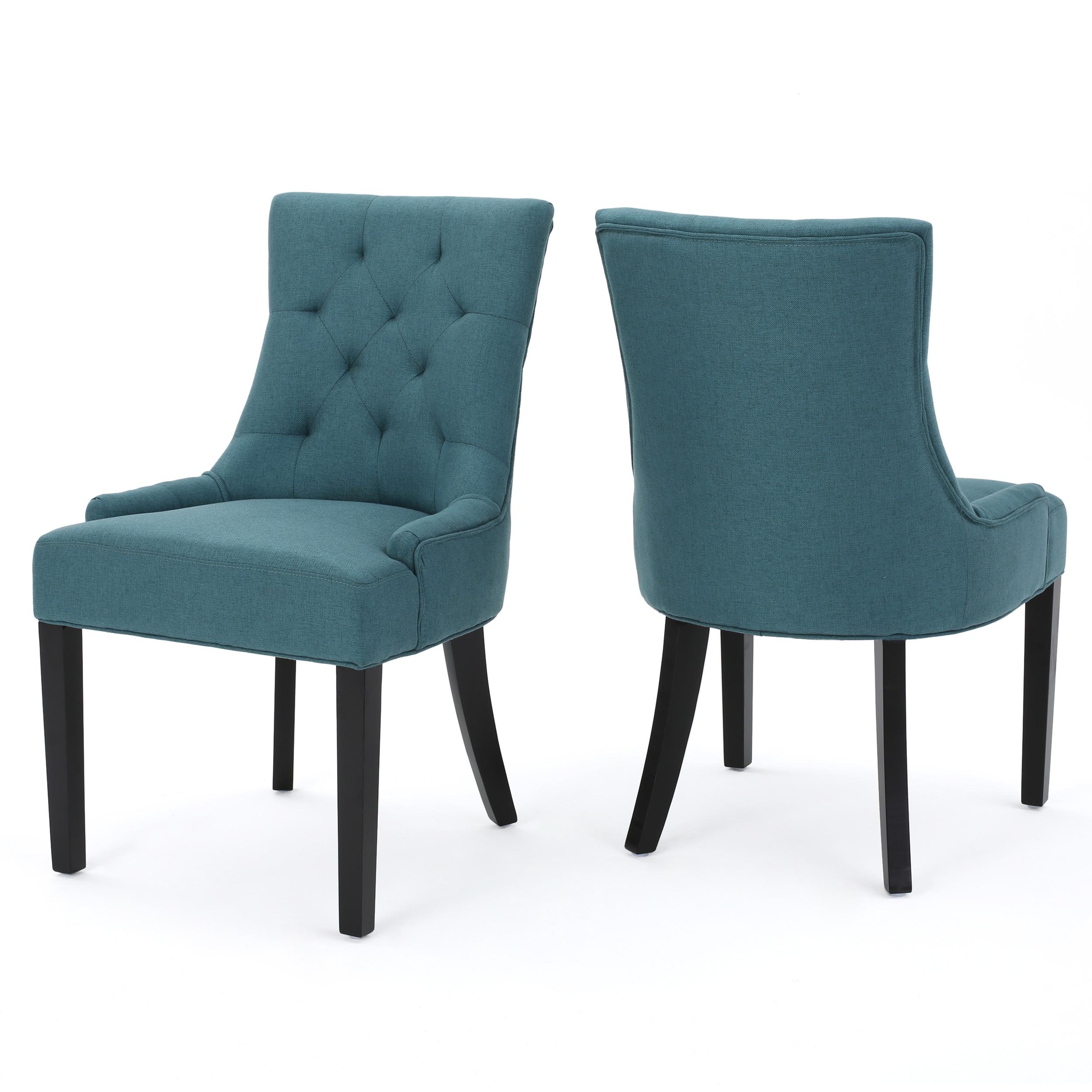 Set of 2 Hayden Tufted Dining Chairs Dark Teal - Christopher Knight Home: Comfortable Seat, Elegant Design