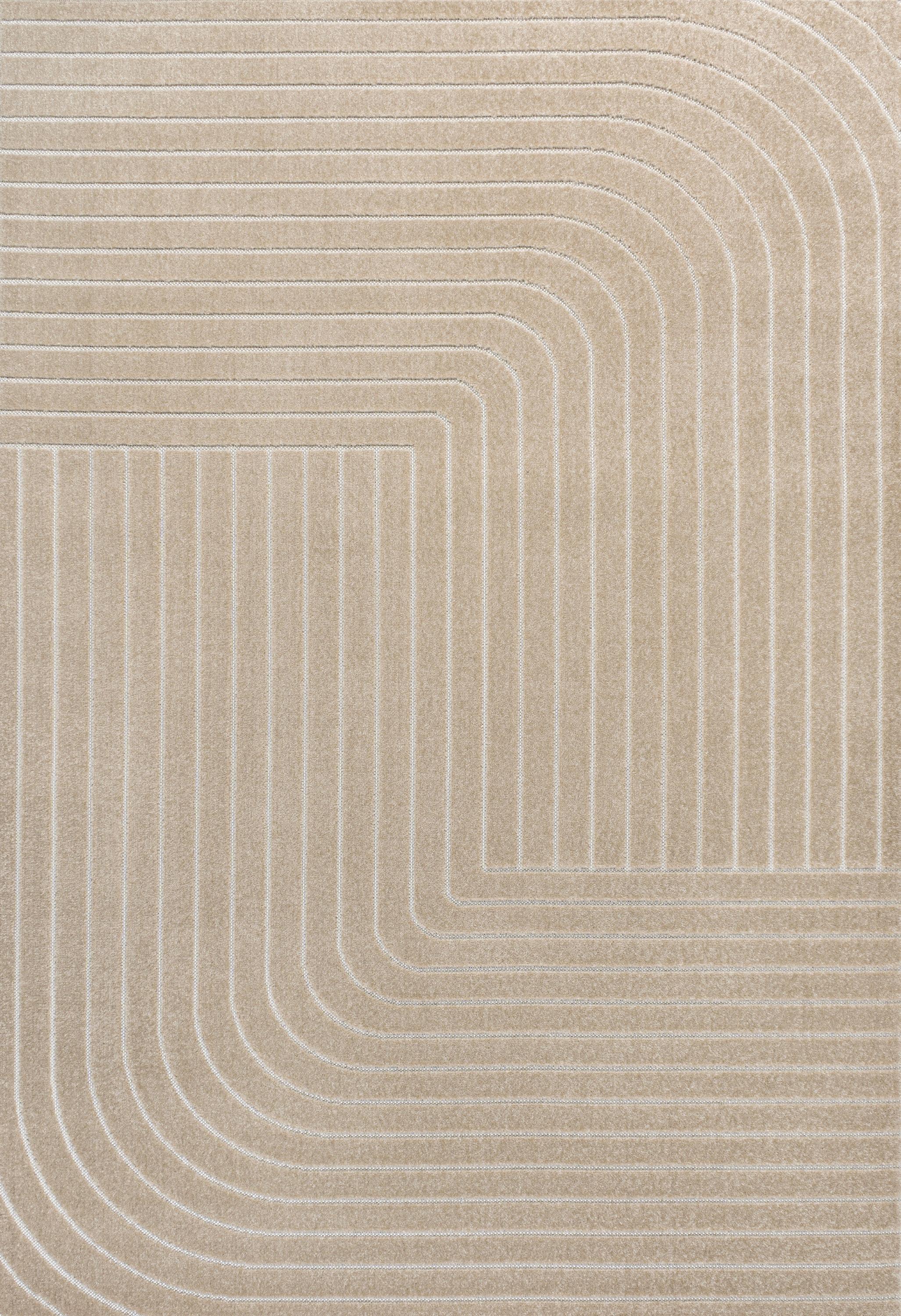 JONATHAN Y Odense High-Low Minimalist Angle Geometric Beige/Cream 8 ft. x 10 ft. Indoor/Outdoor Area Rug