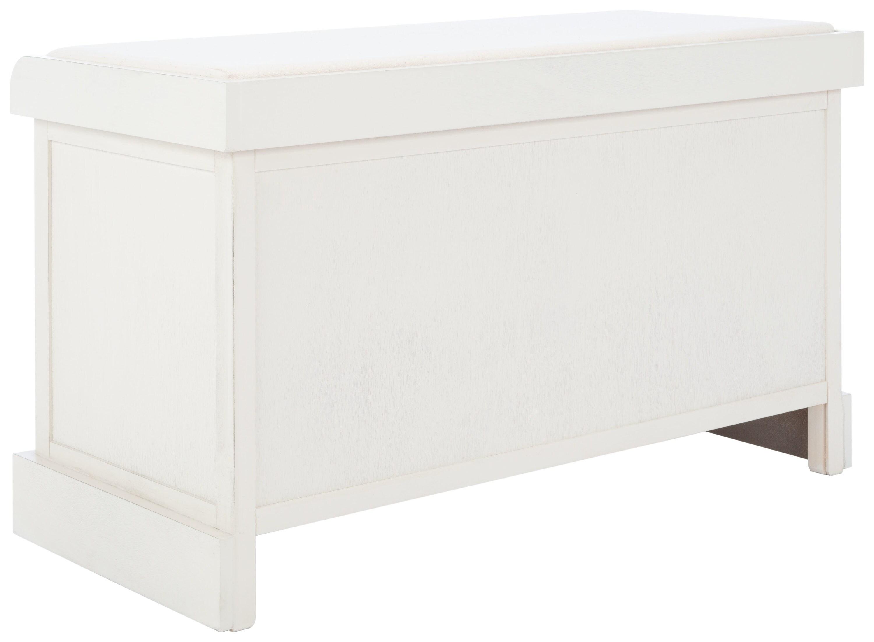 Landers 2 Drawer/Cushion Storage Bench - Distressed White - Safavieh
