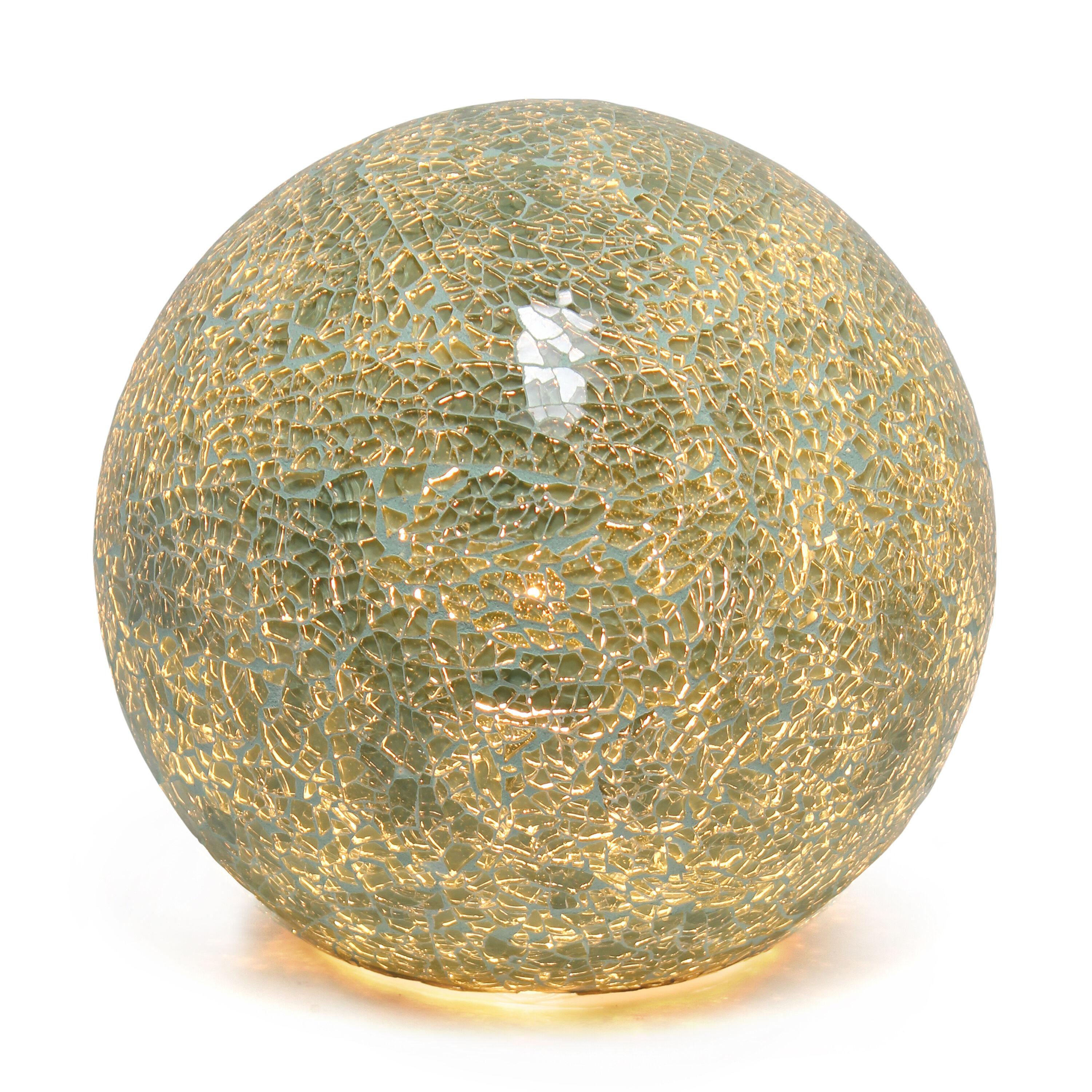 Creekwood Home 8" Crystal Mosaic Patchwork Dome Table Lamp, for Entryway, Living Room, Nightstand, Counter, Bookshelf, Sage Green