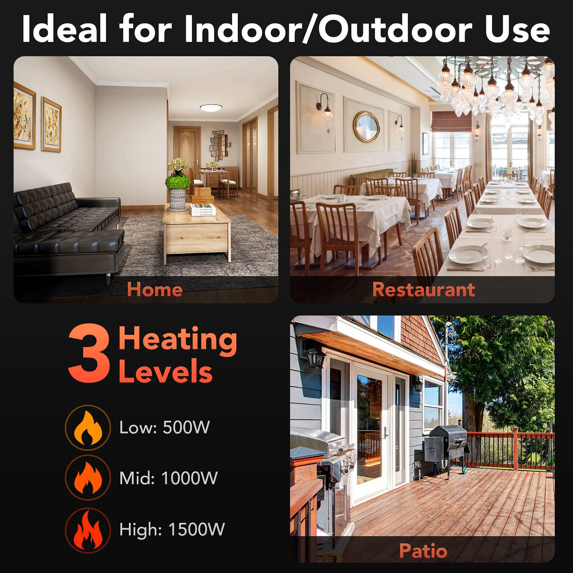 gaomon Wall-Mounted Electric Patio Heater, with 3 Heat Levels(500/1000/1500W)