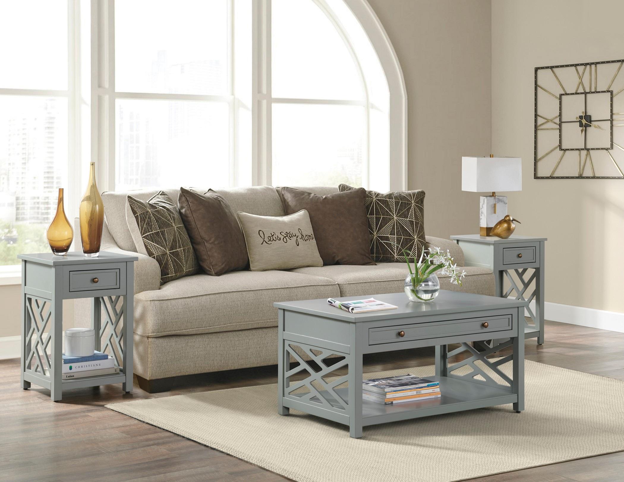 Alaterre Coventry 36" Coffee Table and Two End Tables with Drawer, Set of 3