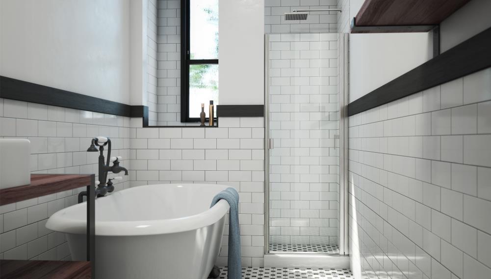 RD 24" W x 66" H Hinged Semi-Frameless Shower Door
