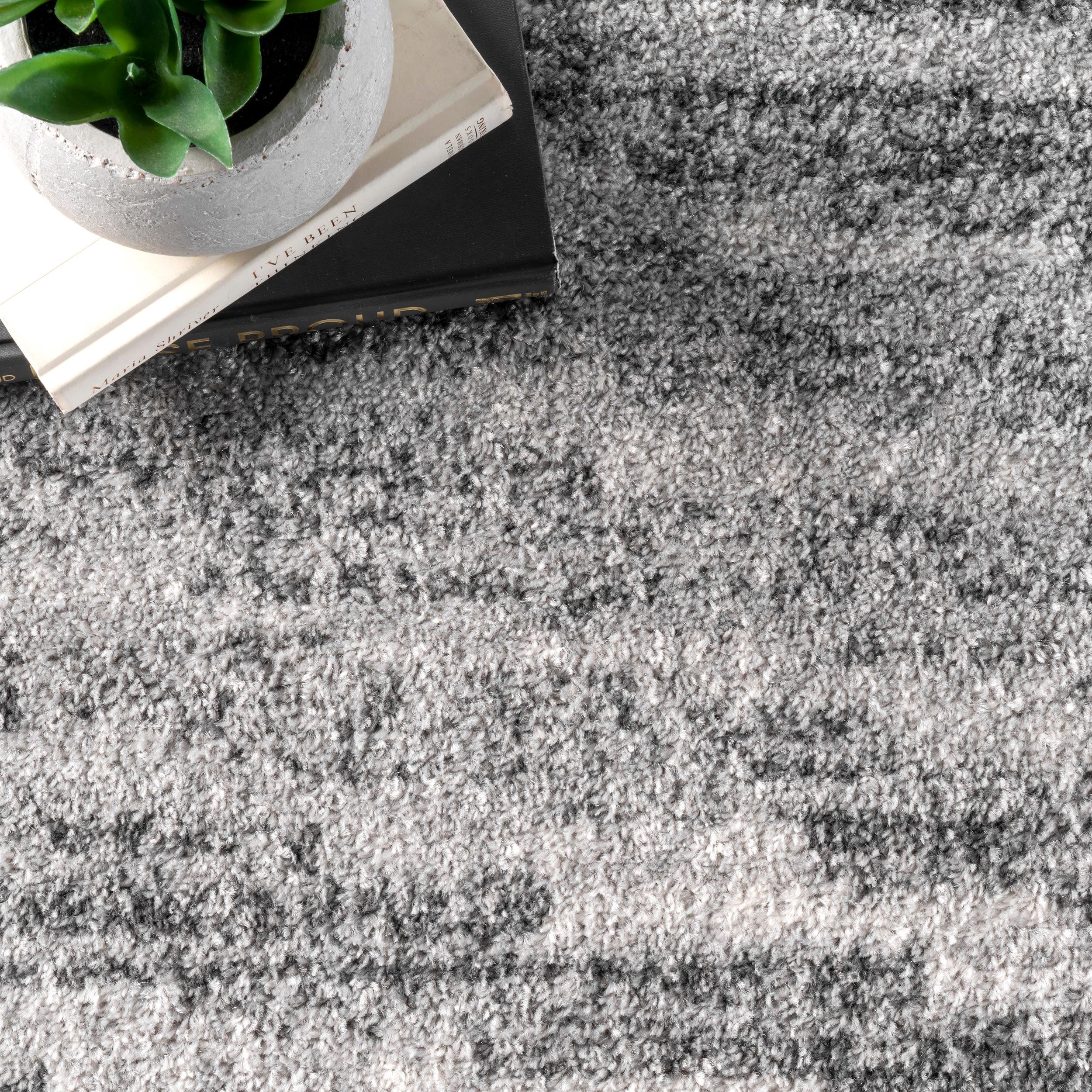 Gray Abstract Square Synthetic Easy Care Area Rug