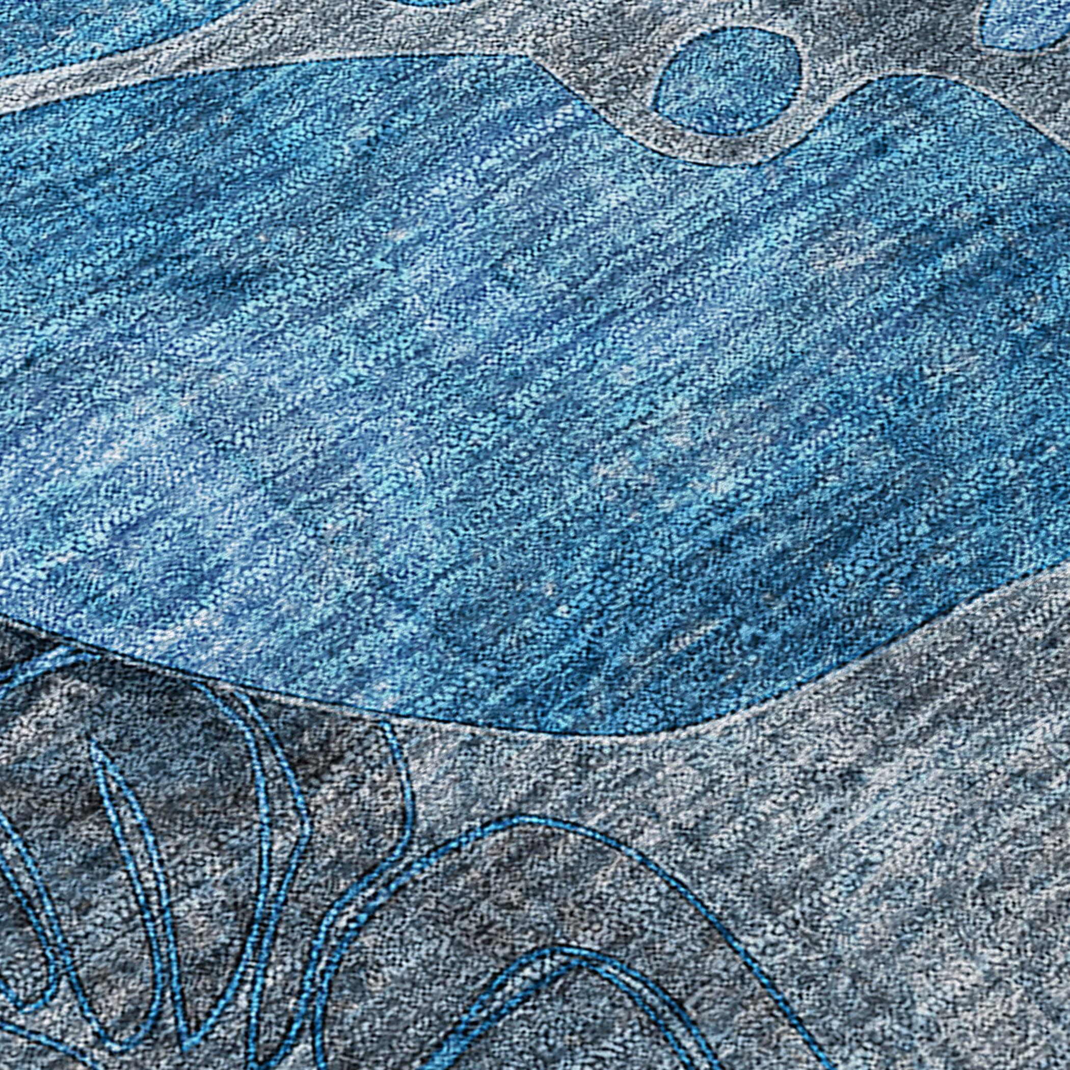 Addison Rugs Chantille Indoor/Outdoor Transitional Floral Blue Washable Rectangle Rug, 9' x 12'