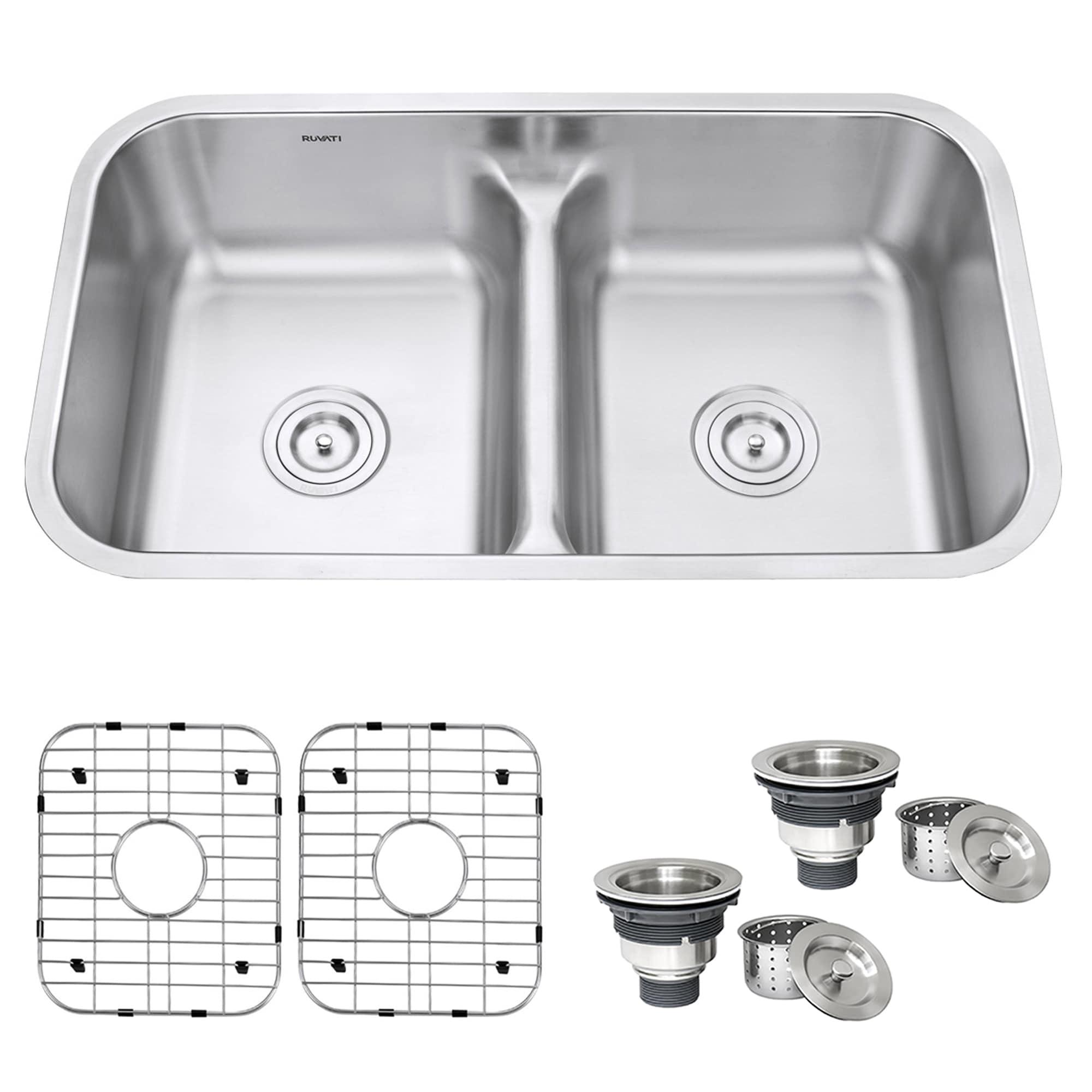 Ruvati 34-inch Stainless Steel Double Bowl Undermount Kitchen Sink