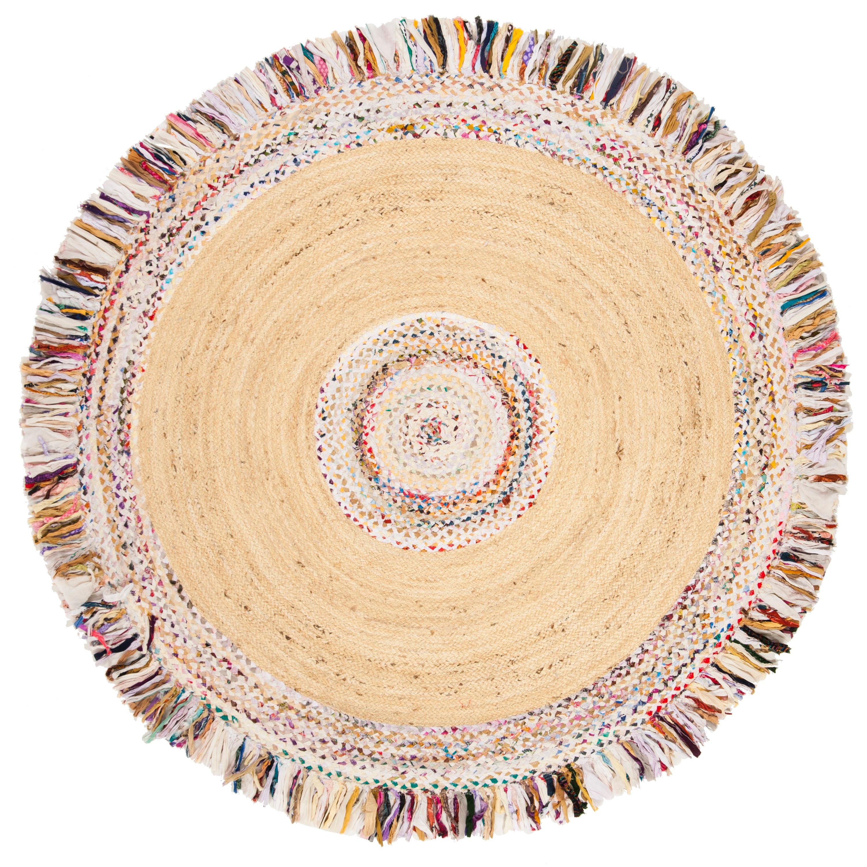 Cape Cod CAP205 Hand Woven Area Rug - Ivory/Light Beige - 5' Round - Safavieh.