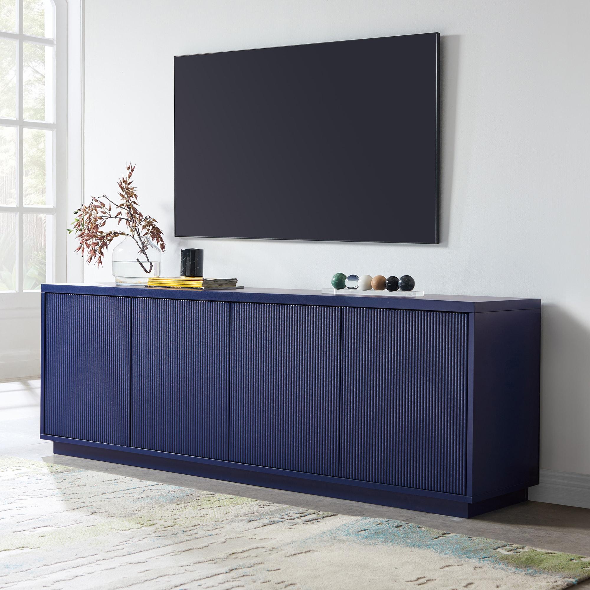 Evelyn&Zoe Hanson Rectangular TV Stand for TV's up to 75", Dark Blue