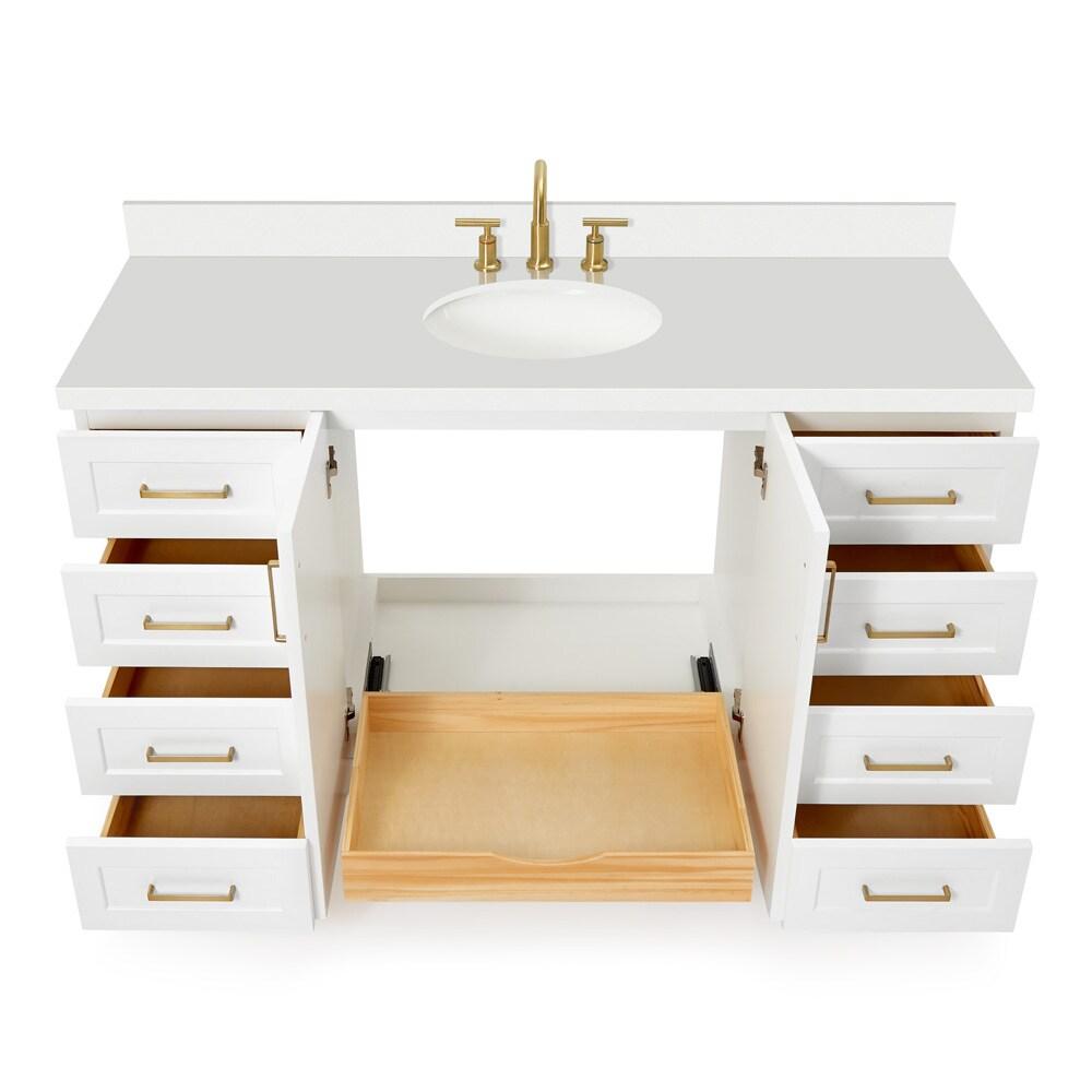 White Freestanding Single Bathroom Vanity with Quartz Top