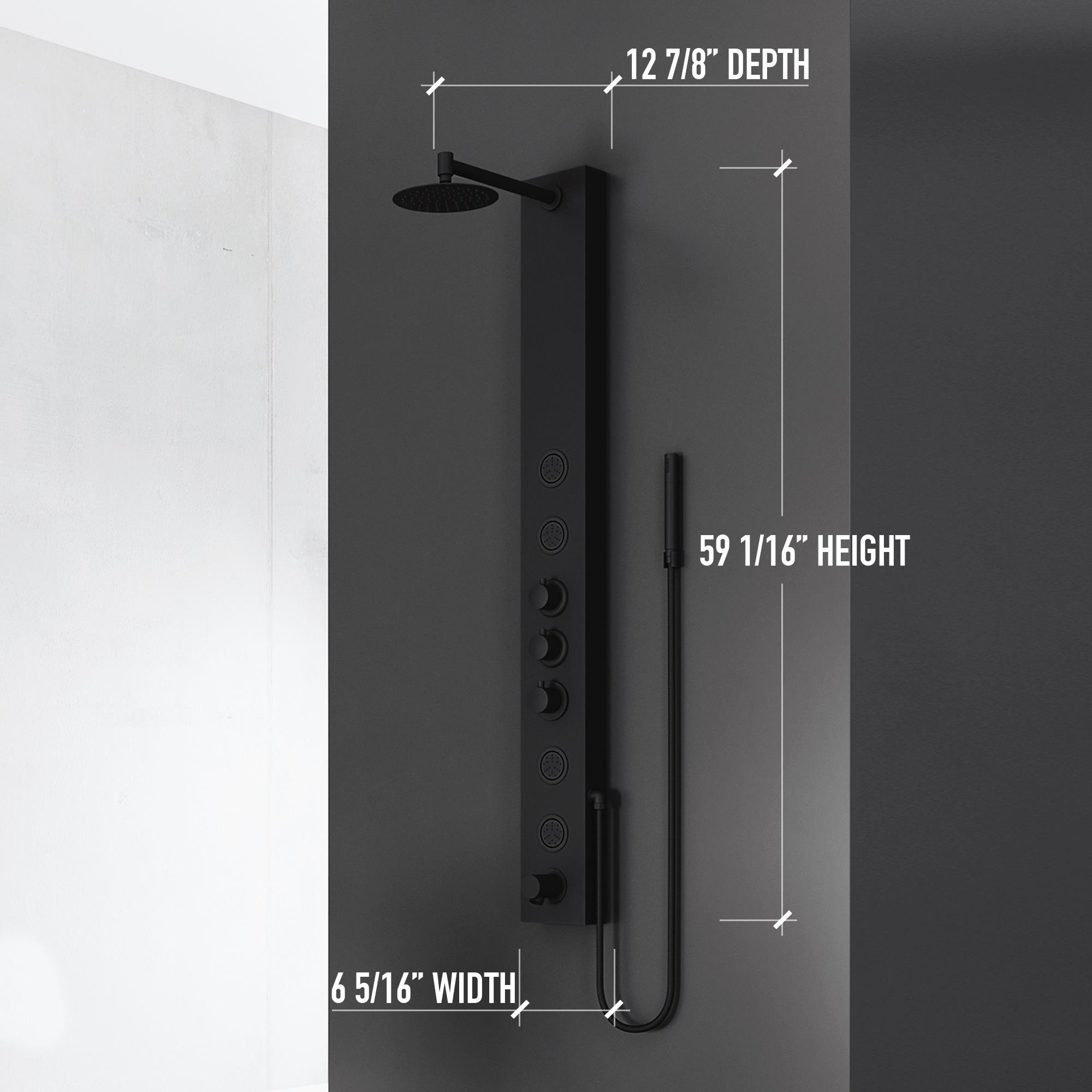 Bowery 59" H X 6" W 4-Jet Shower System &Tub Filler with Hand Shower Wand and Adjustable Shower Head