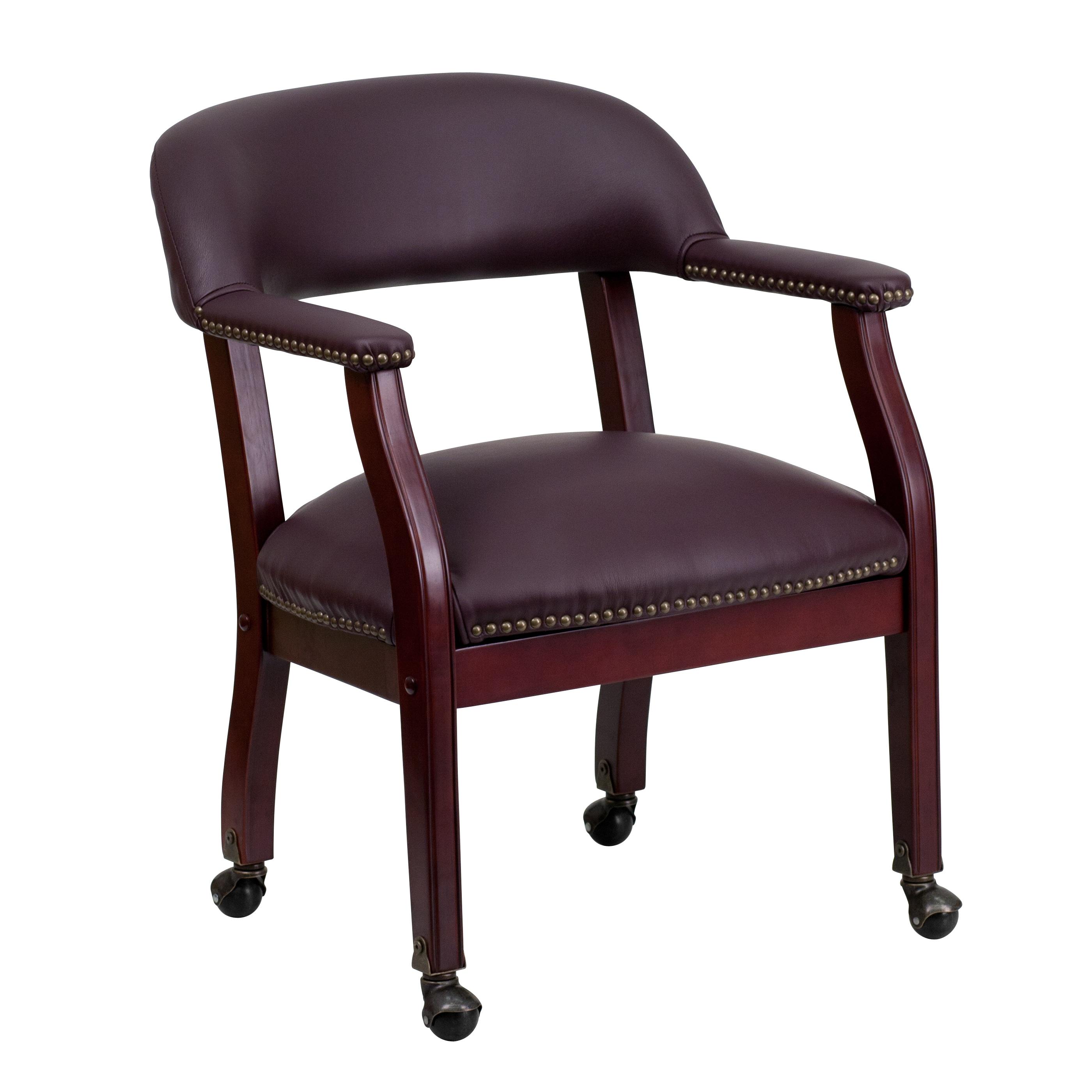 Leather Seat Waiting Room Chair with Wood Frame