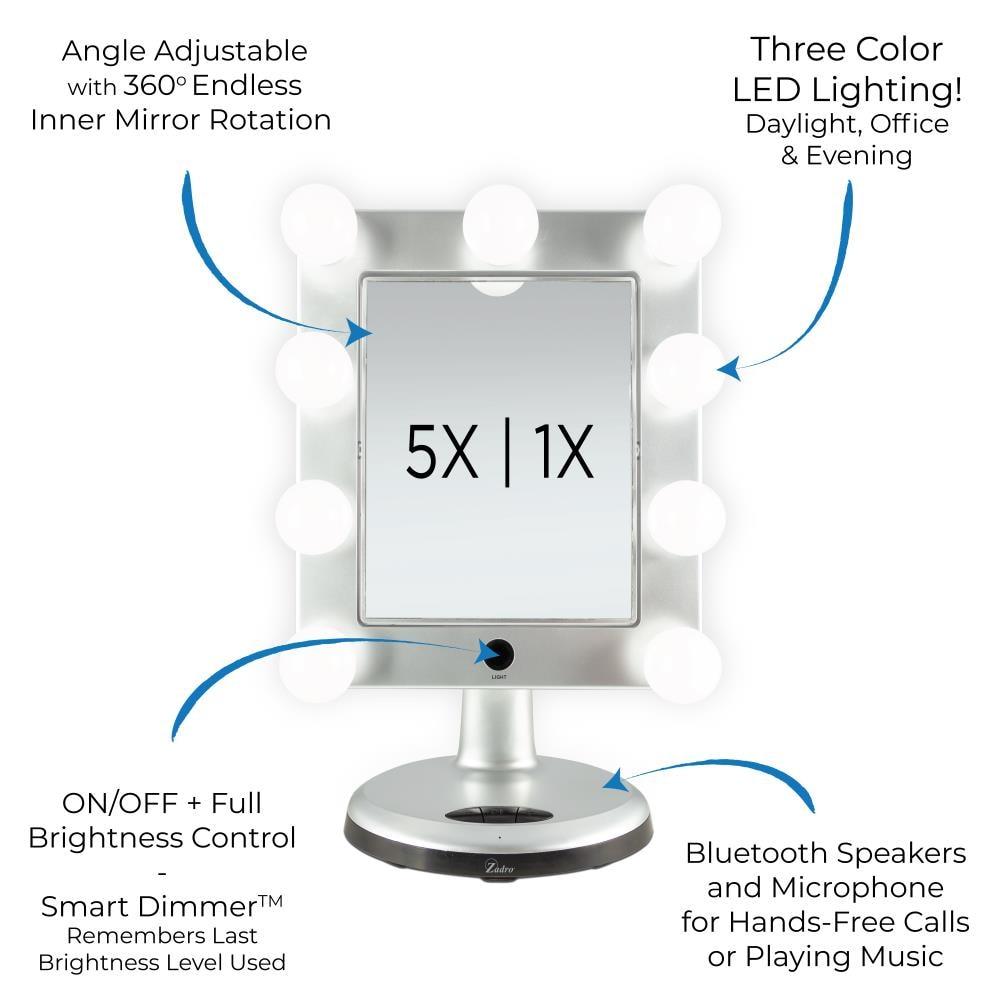 Zadro Melrose LED Makeup Mirrors w/ Magnification & Bluetooth Speaker