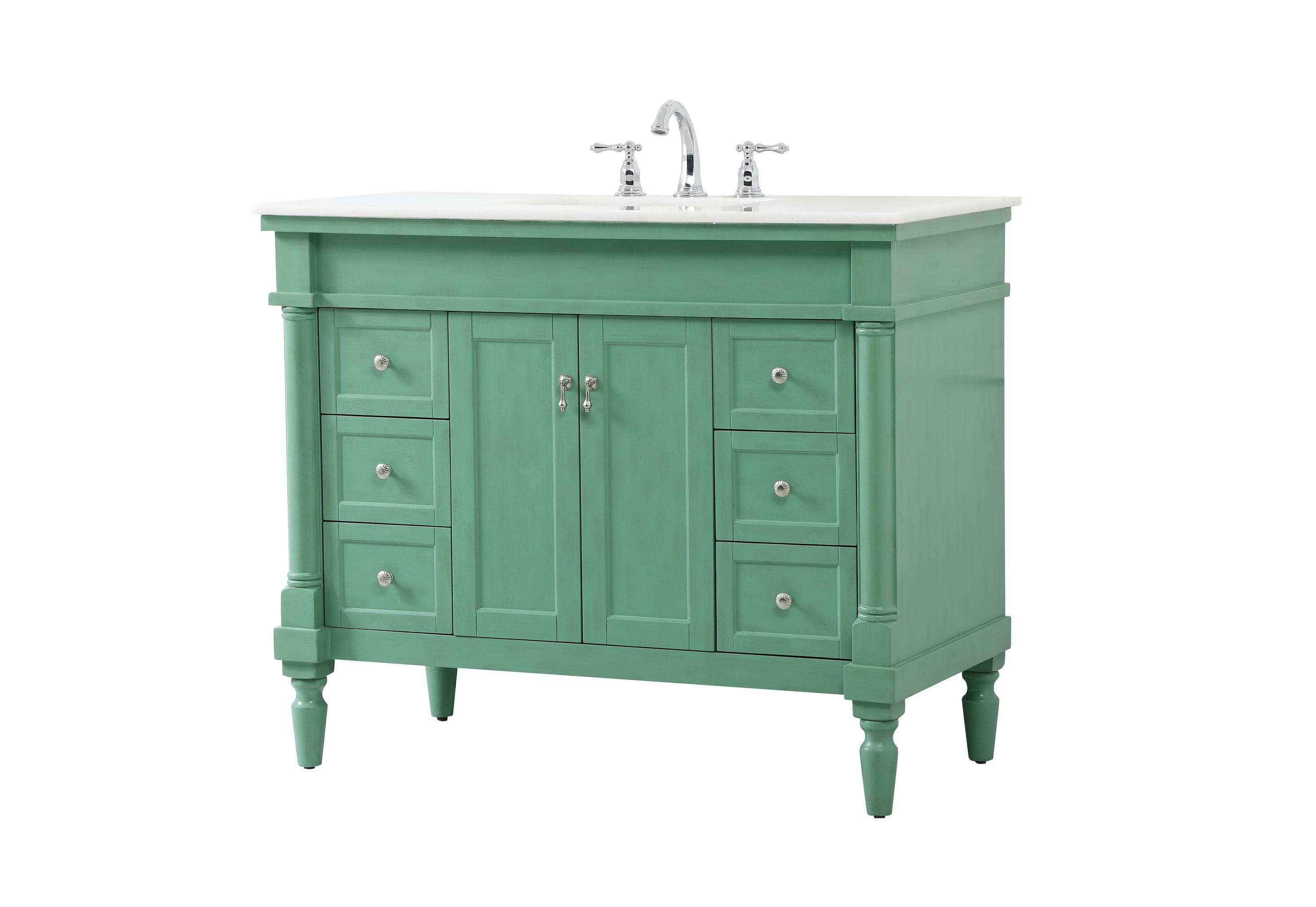 Elegant Decor Lexington 42" Solid Wood Single Bathroom Vanity in Vintage Mint