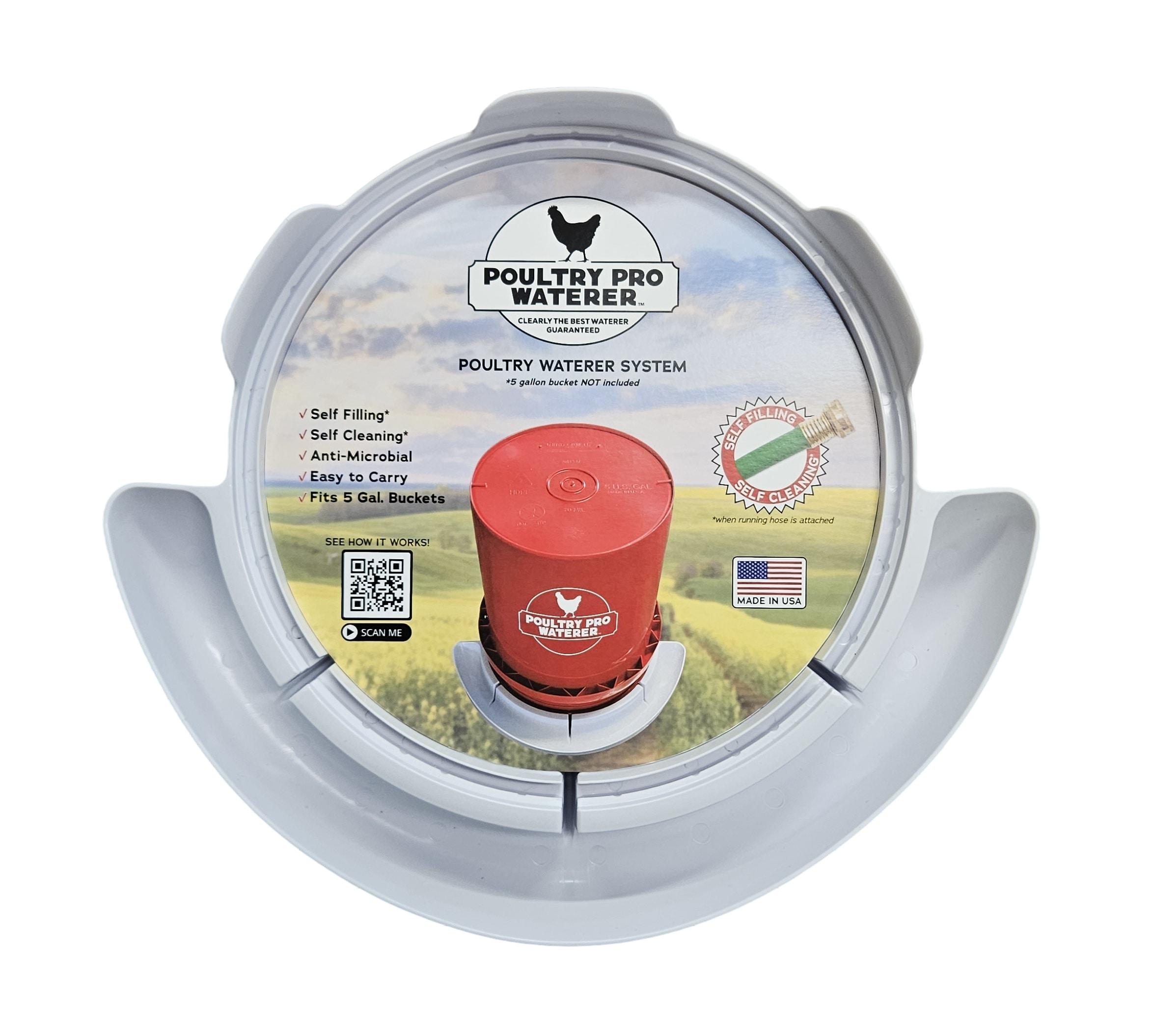 The Original Poultry Pro Waterer | DIY Chicken Waterer for Chicken Coop | Hands Free Poultry Waterer Suitable for Pigeons, Ducks, Chickens & Other Smaller Birds - Fits All 5 Gallon Buckets