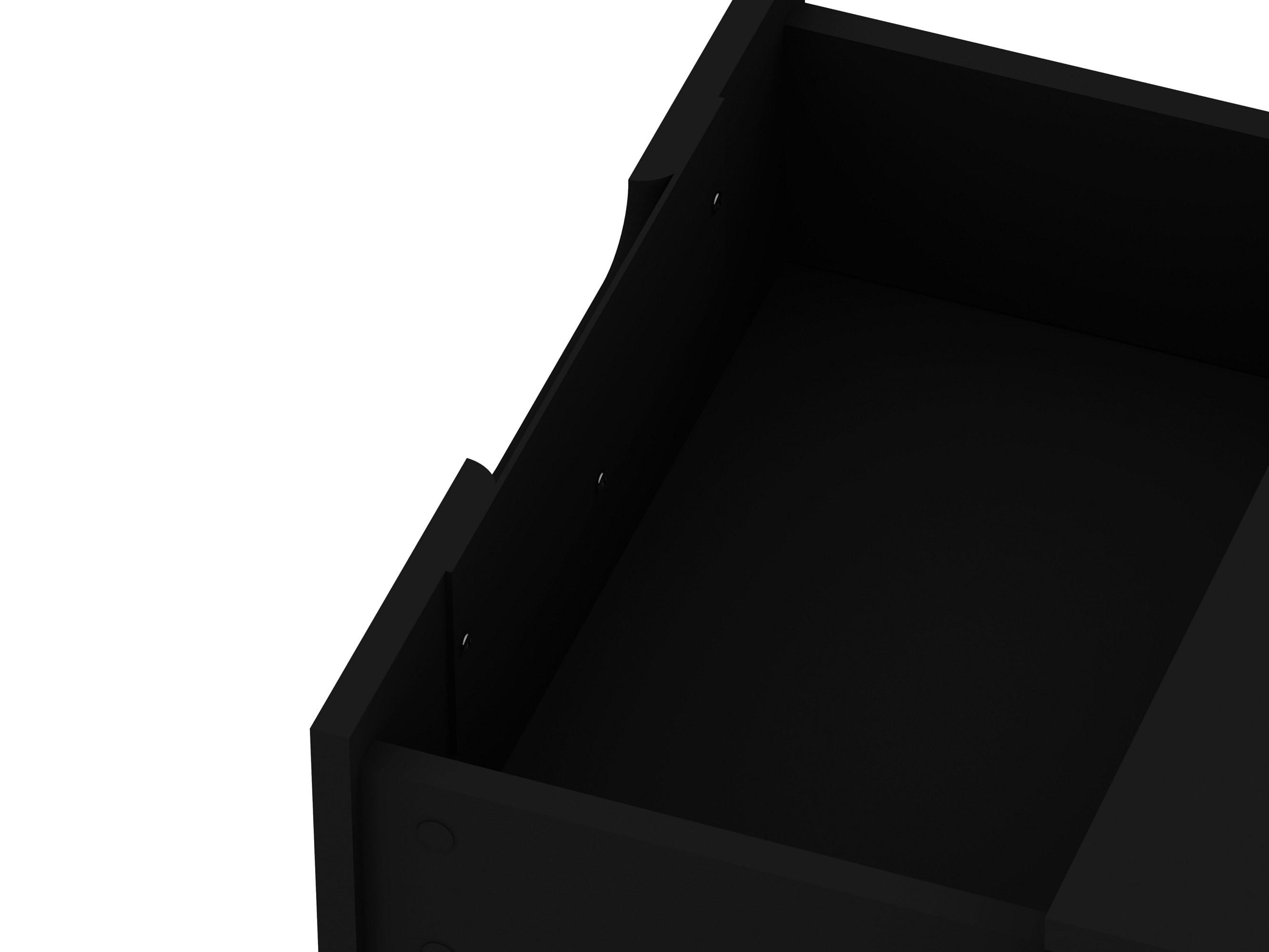 Set of 2 Rockefeller 2 Drawer Nightstands Black - Manhattan Comfort: Modern Bedside Storage Furniture