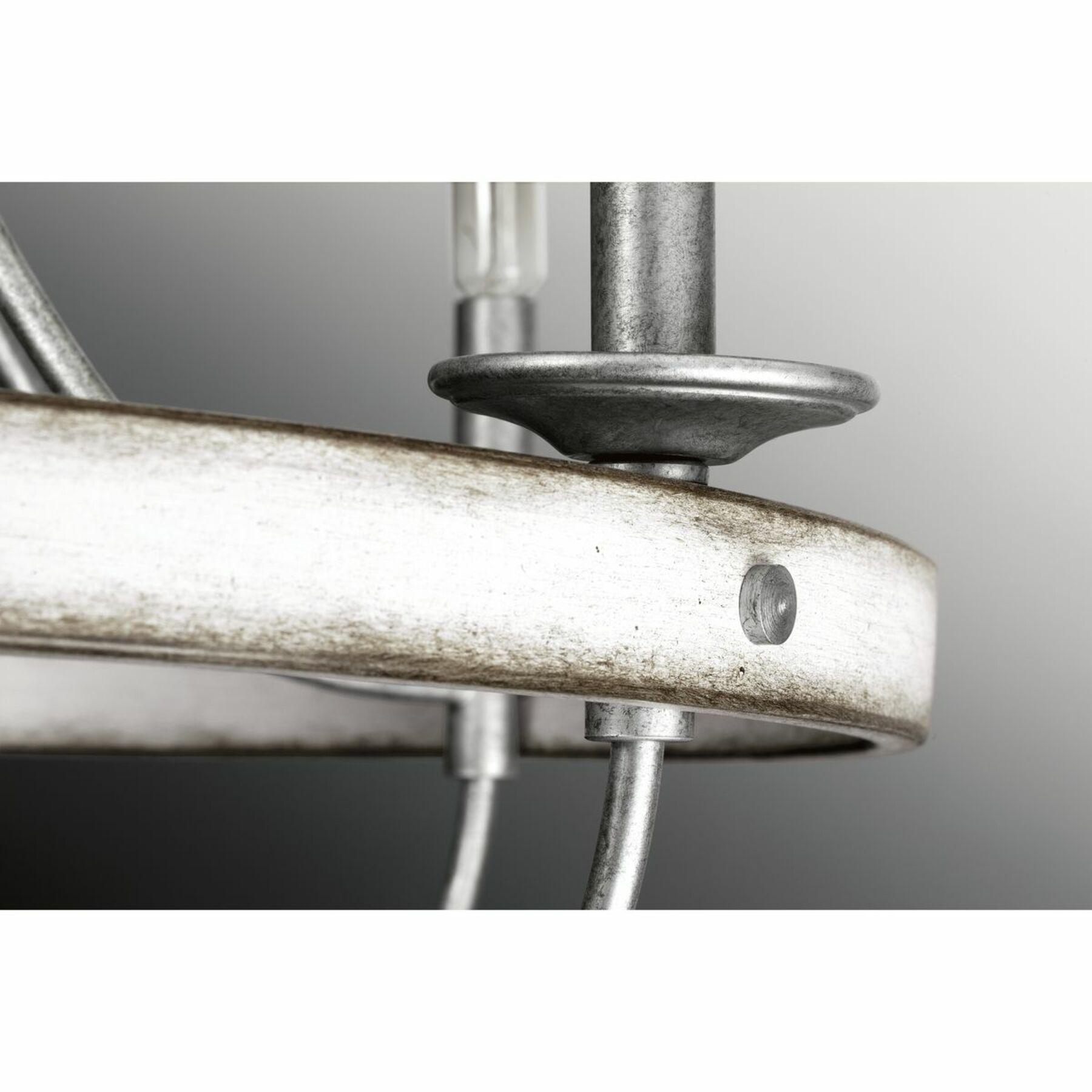 Progress Lighting Gulliver 5-Light Chandelier, Galvanized Finish, Wood Grained Texture Shade