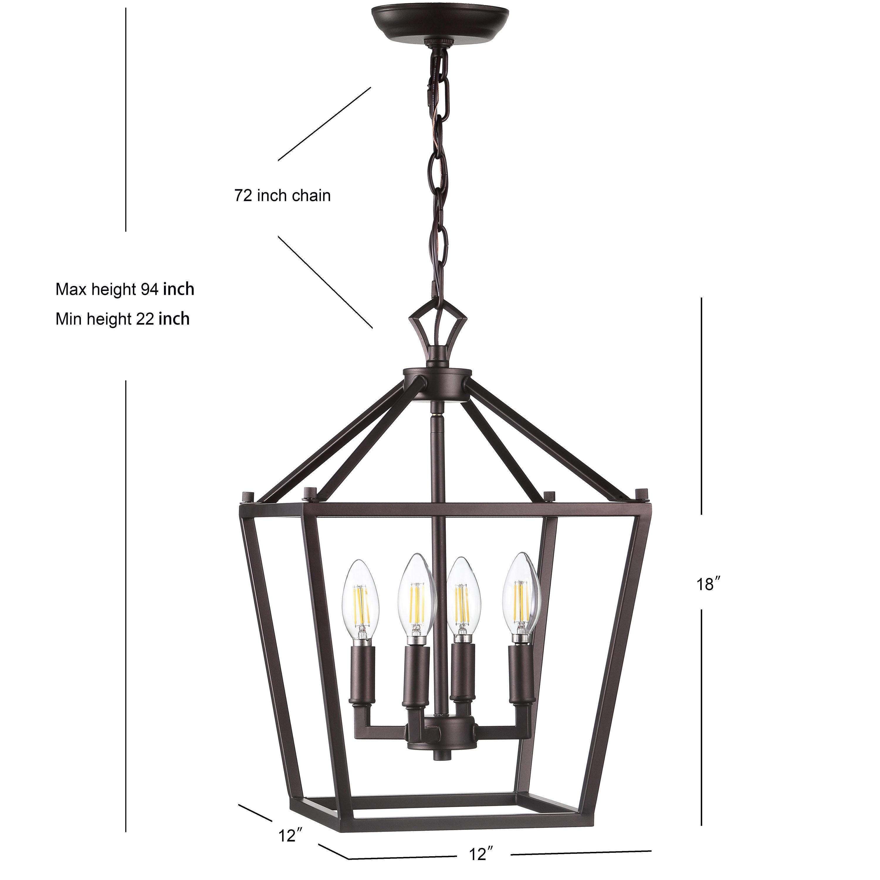 Pagoda 12" 4-Bulb Lantern Metal LED Pendant, Oil Rubbed Bronze