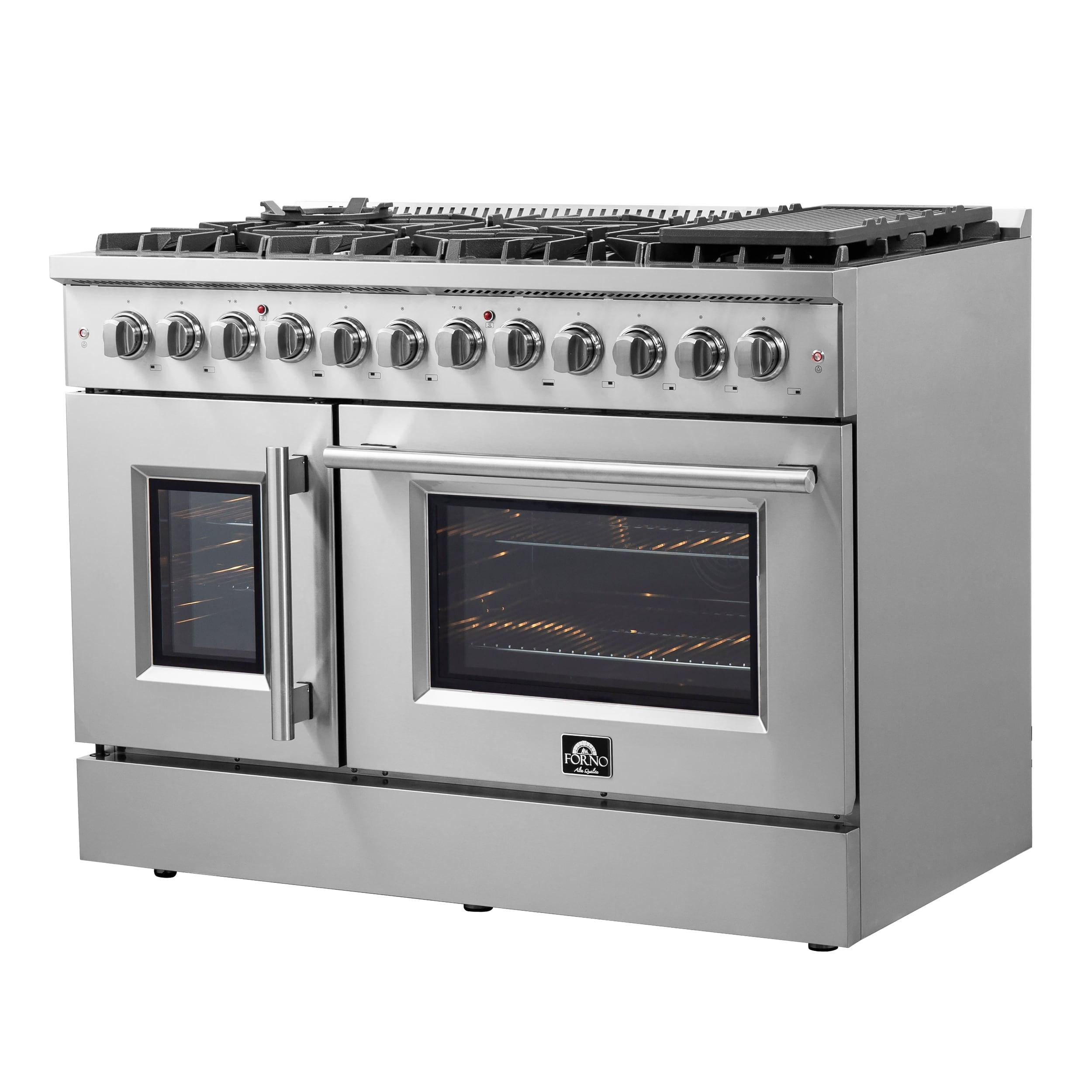 Galiano 48-inch French Door Dual Fuel Range All Stainless Steel with 8 Sealed Burners, 6.58 cu. ft.