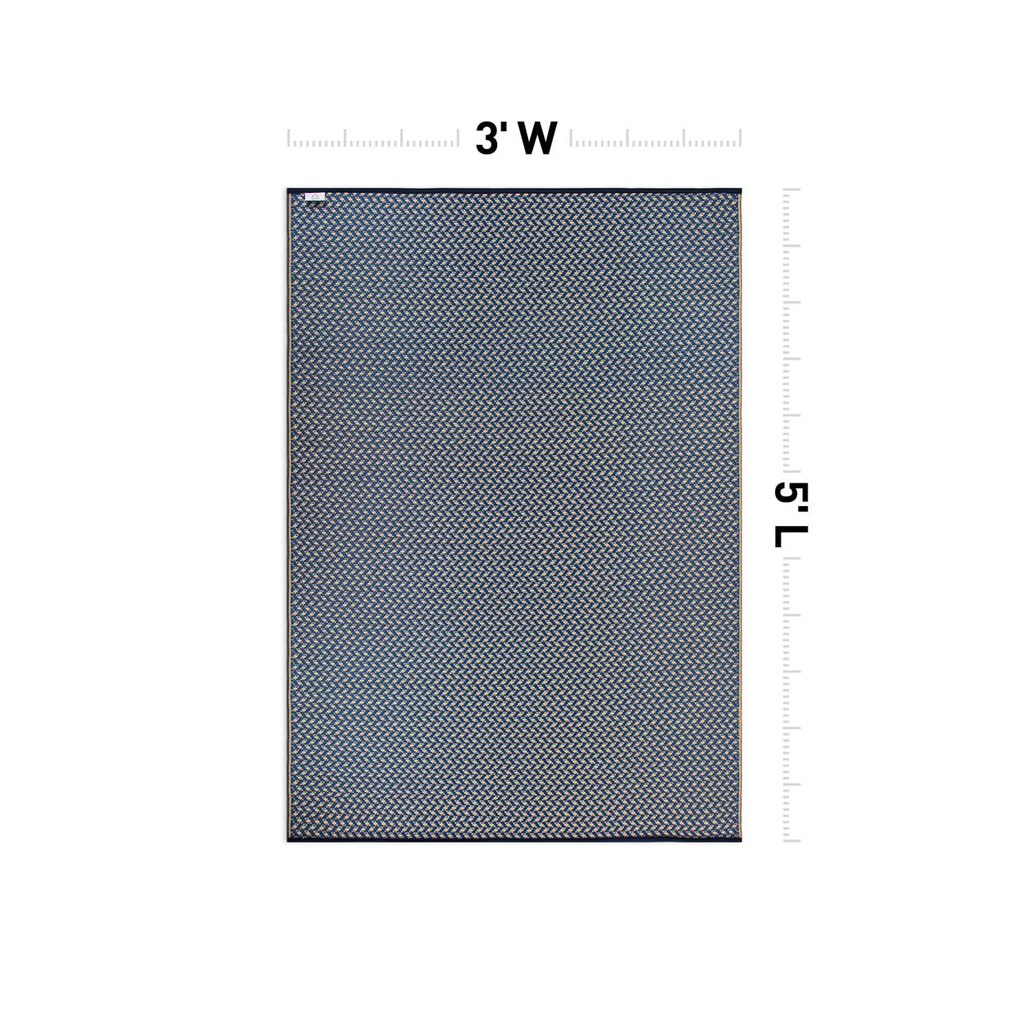 World Rug Gallery Contemporay Solid Reversible Plastic Indoor and Outdoor Rugs - NAVY 3'x5'