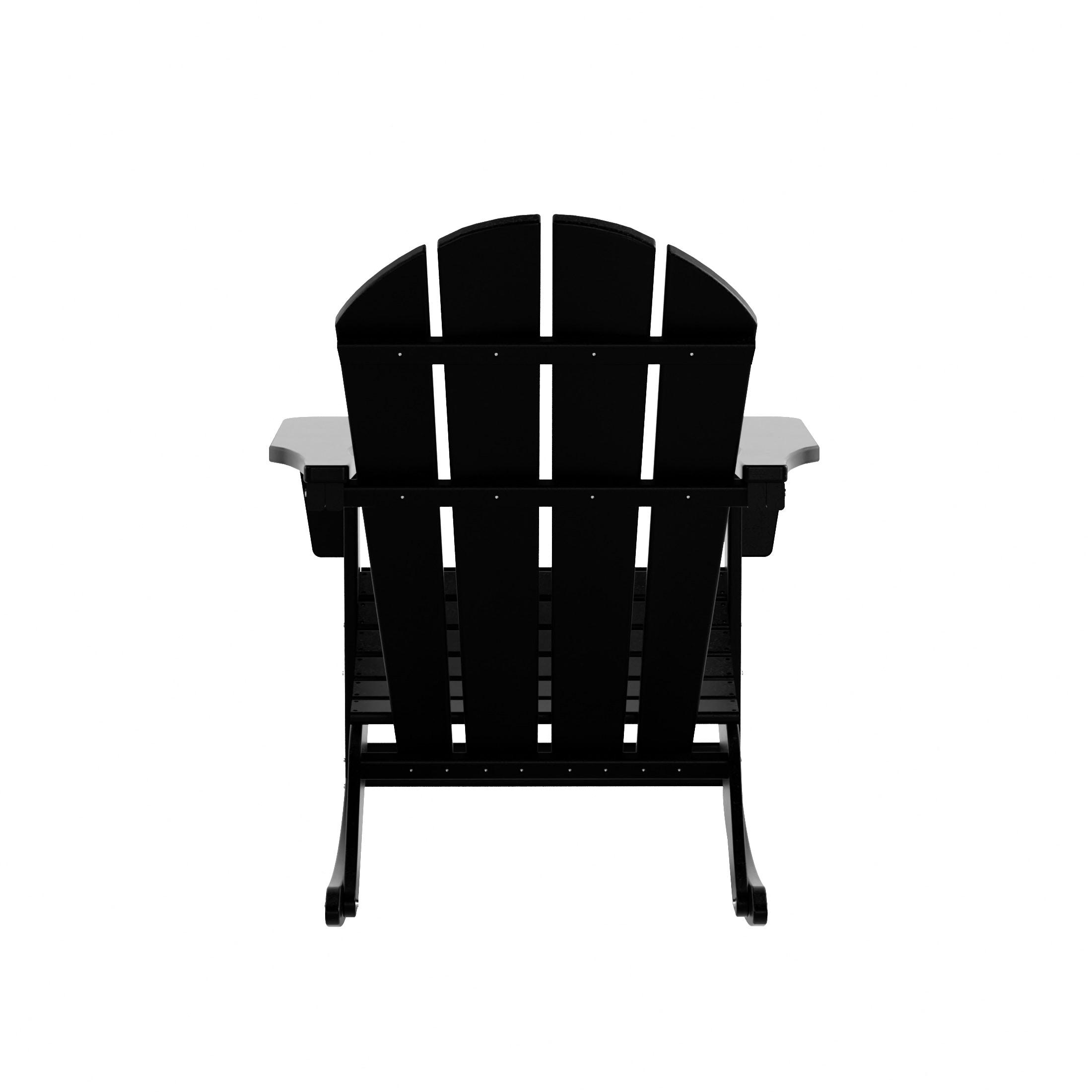 JUSTLET Plastic Adirondack Rocking Chair,HDPE All-Weather Outdoor Rocking Adirondack Chair for Porch, Patio, Balcony,Black
