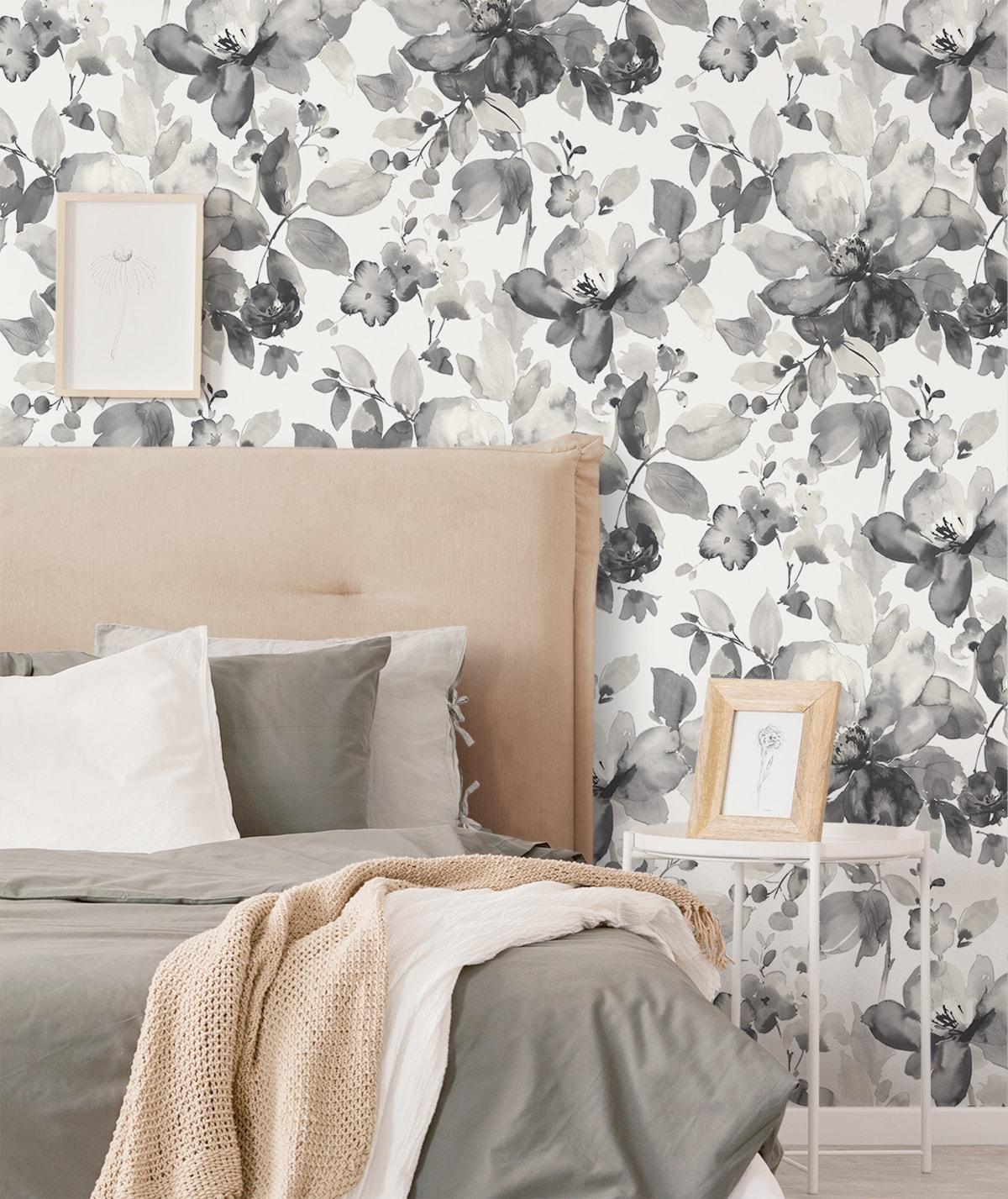 NextWall  Watercolor Flower Peel and Stick Wallpaper 20.5 in. W x 18 ft. L - Inkwell