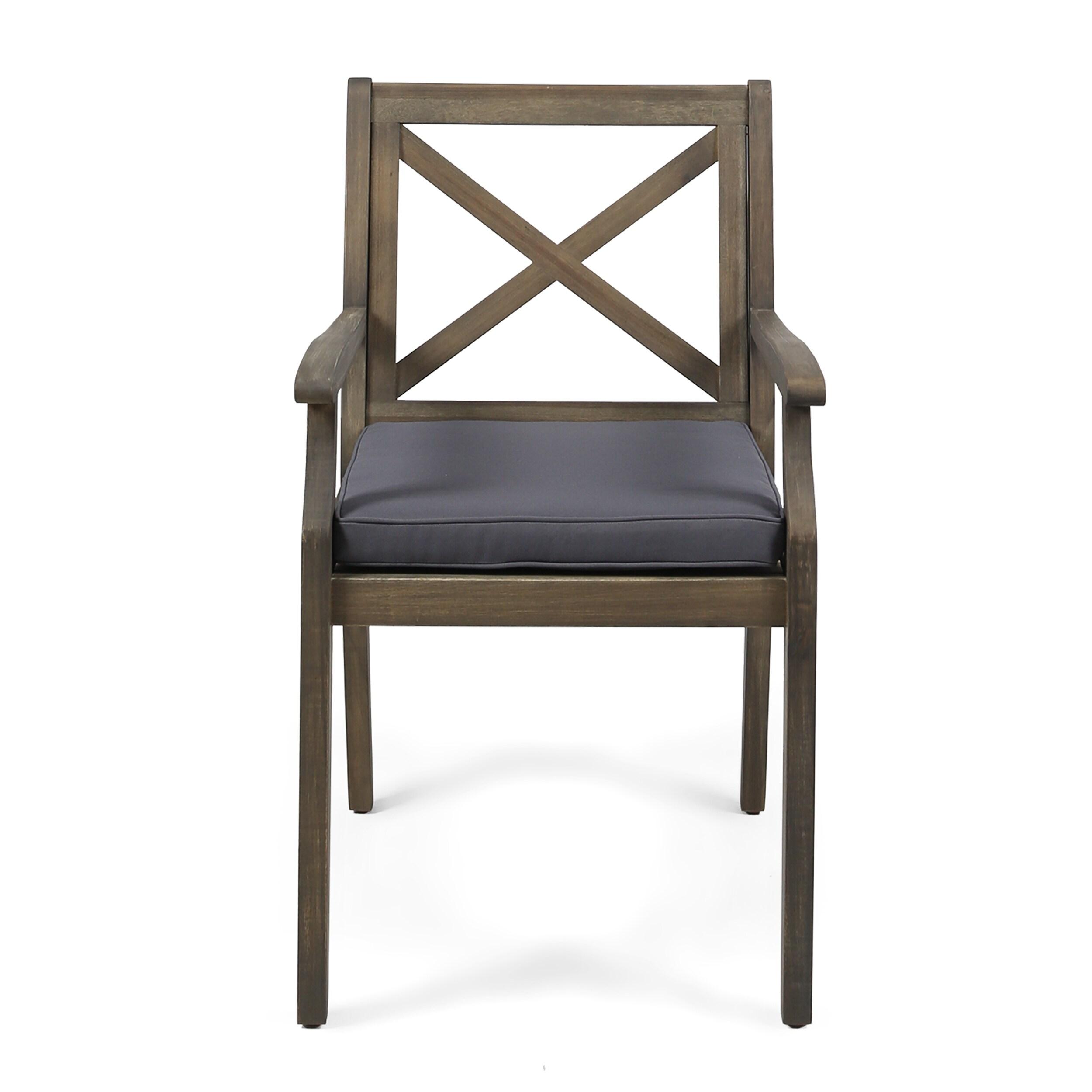 Gracie Oaks Outdoor Acacia Wood Patio Armchair,for Backyard, Poolside, Garden (Set of 2)