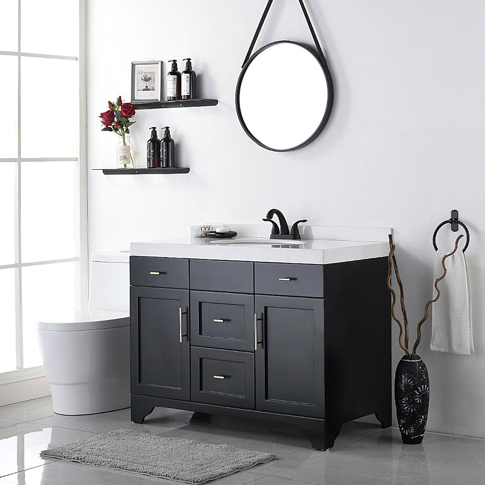 Phiestina 4 Inch 2 or 3 Holes 2 Handles Centerset Matte Black Lead-Free Bathroom Sink Faucet, Bathroom Faucet with Copper Pop Up Drain and Water Supply Lines, BF008-5-MB